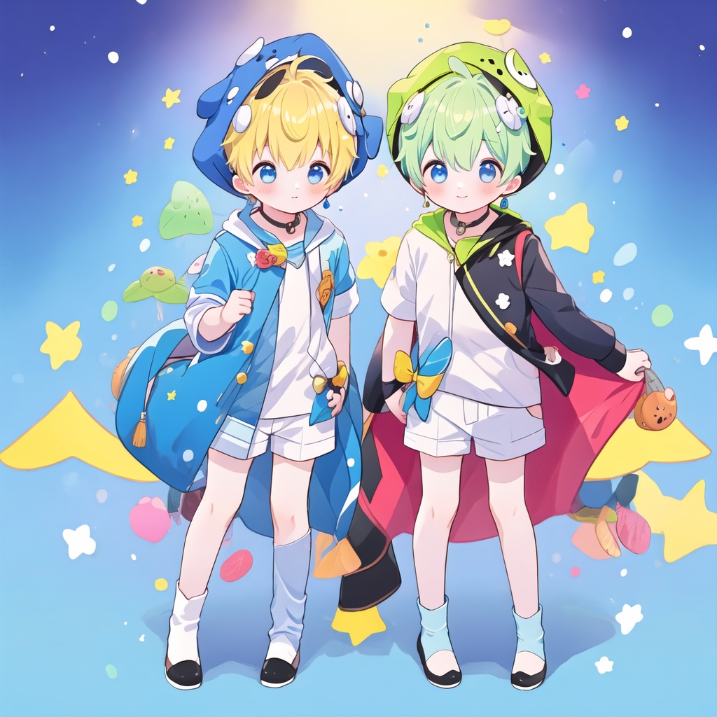2 boys cute pop hood on Tensor.Art