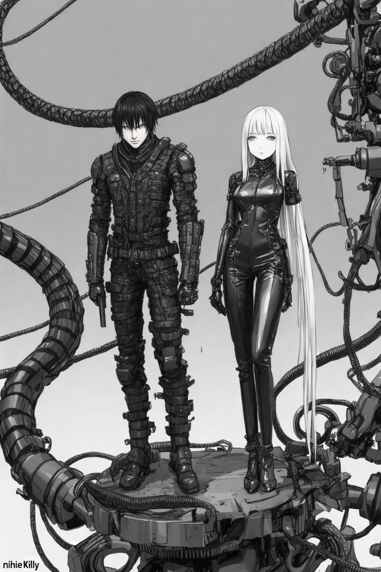 nihei Killy,  a short-haired,  dark-haired dude in a badass on Tensor.Art