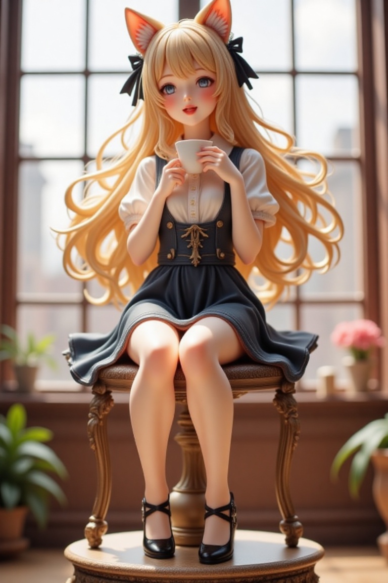 a resin figure,  on pedestal,  1girl on Tensor.Art