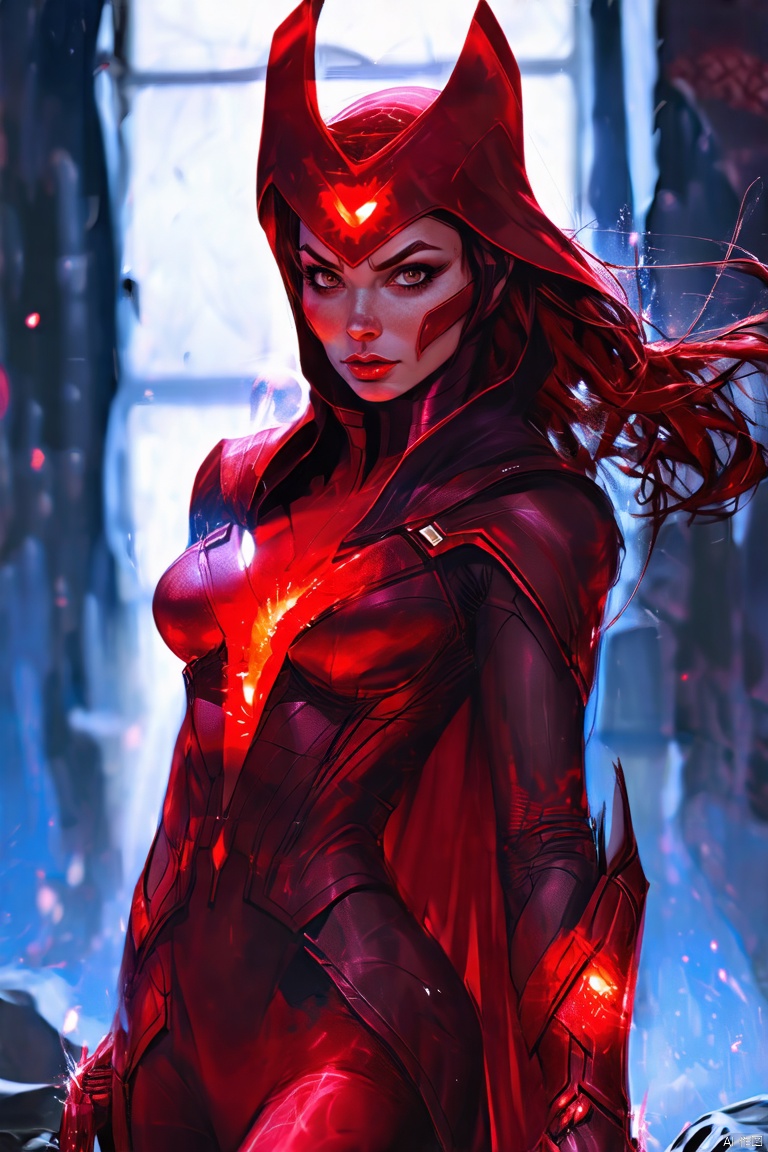 (masterpiece, best quality, ultra-detailed, best illustration：1.2),scarlet witch,marvel,aged up,solo,TrNyteal
