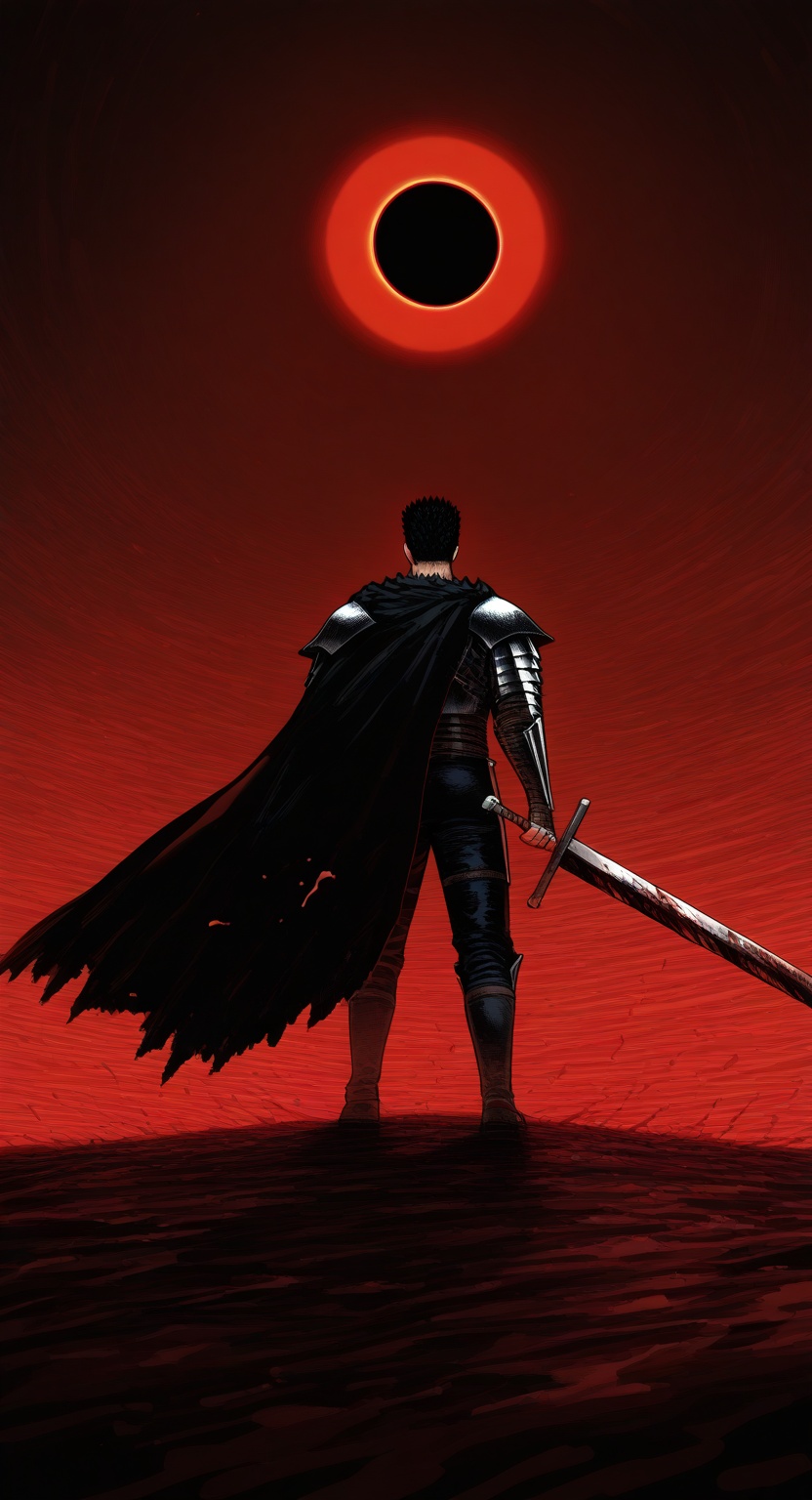 1boy solo,  guts \(berserk\),  holding sword on Tensor.Art