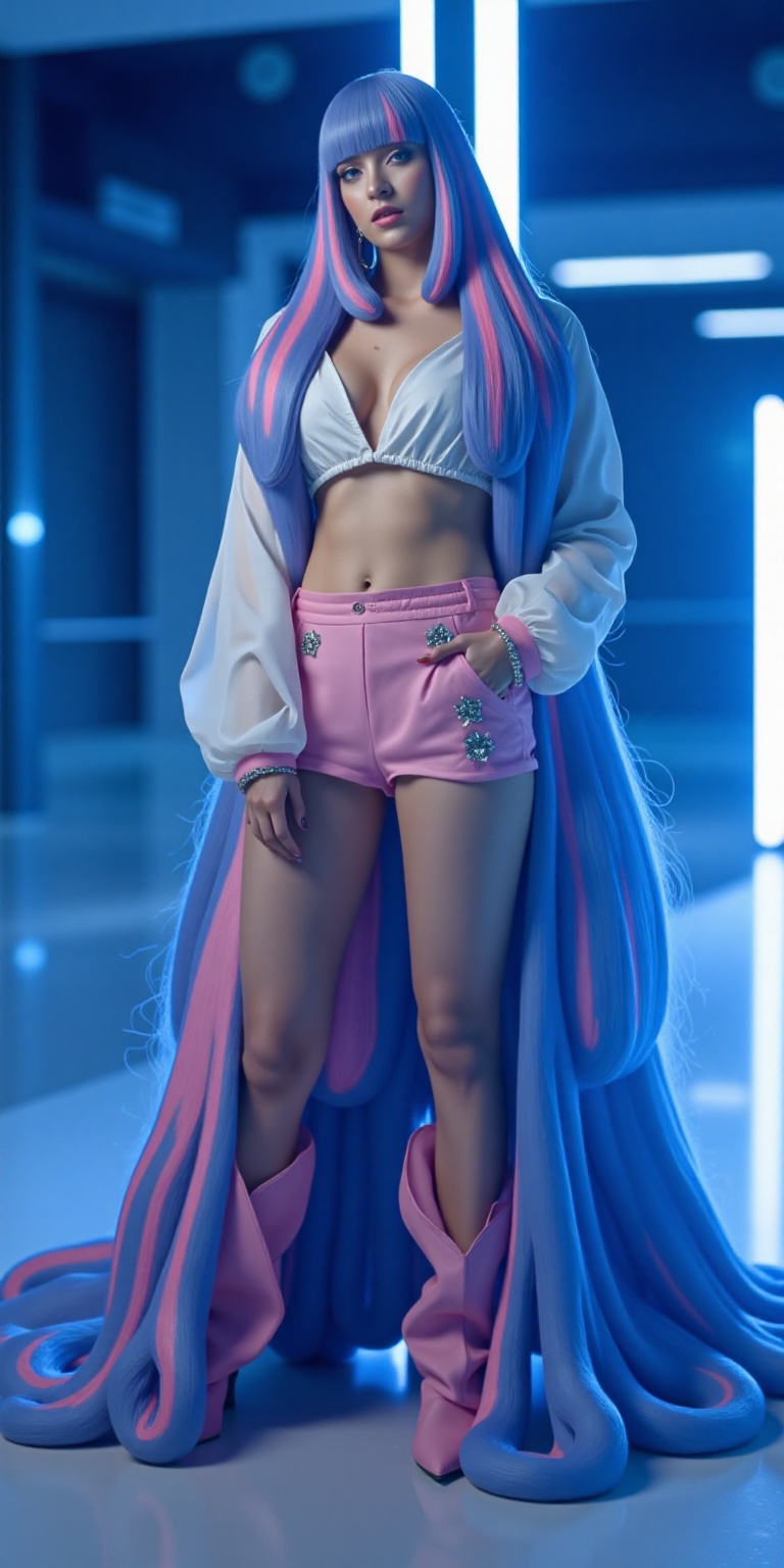IMG_1009.CR2 An ultra-realistic full-body fashion portrait of a glamorous futuristic woman inspired by Eida,  standing und...