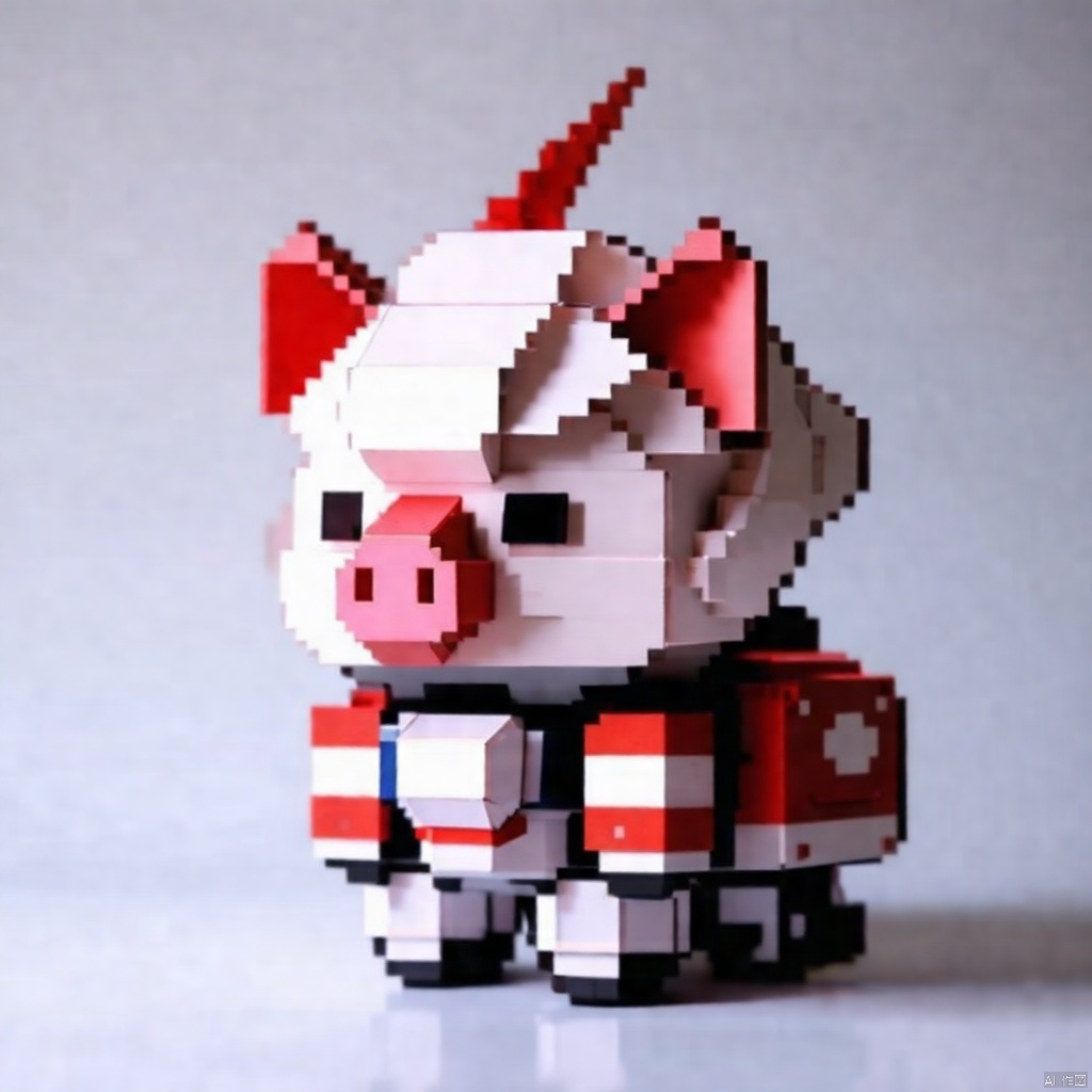 1 supercute pig wear a origami gundam armor,fur,cooi