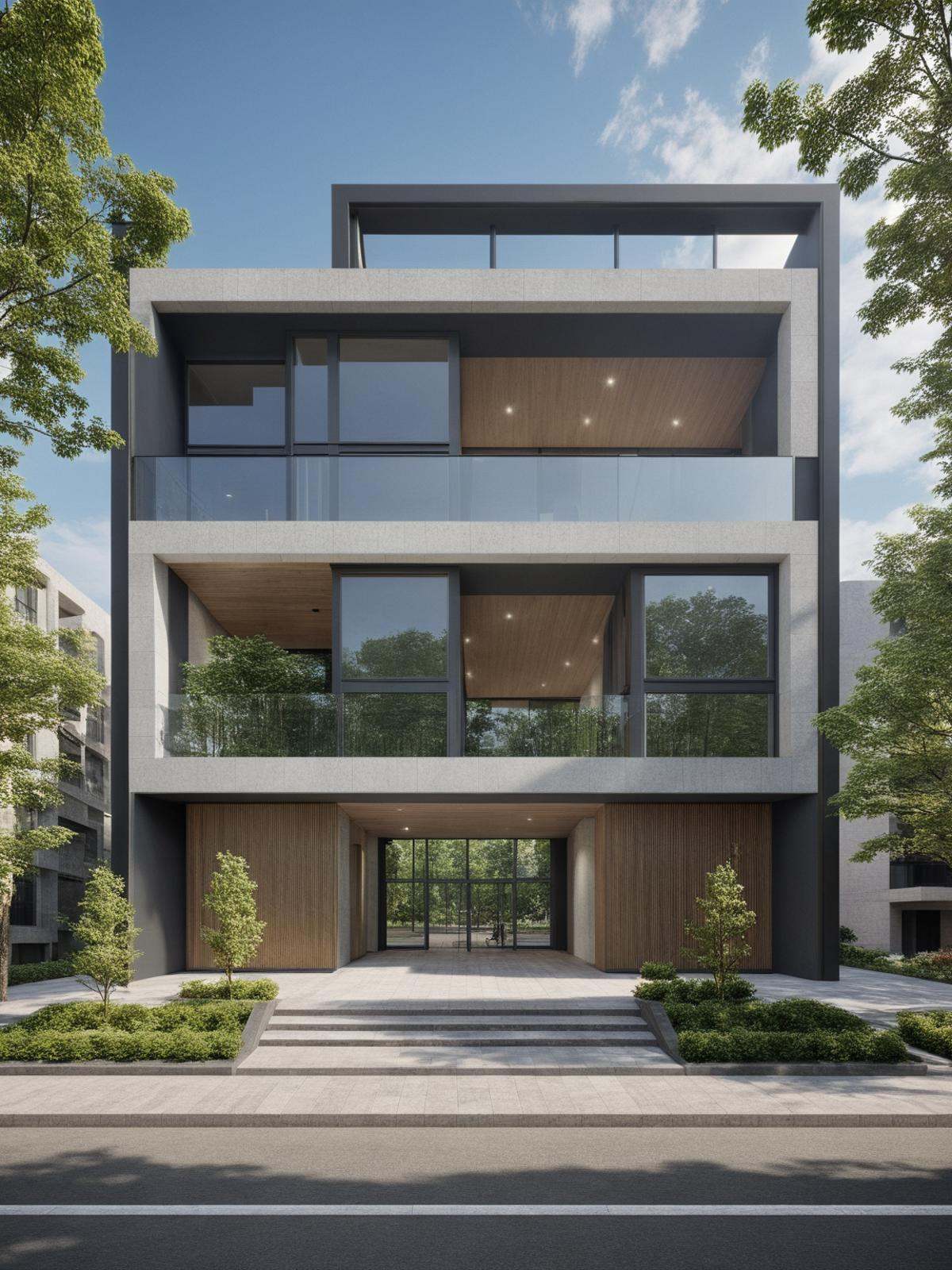 Architectural style ,  ((Apartment)),  building on Tensor.Art