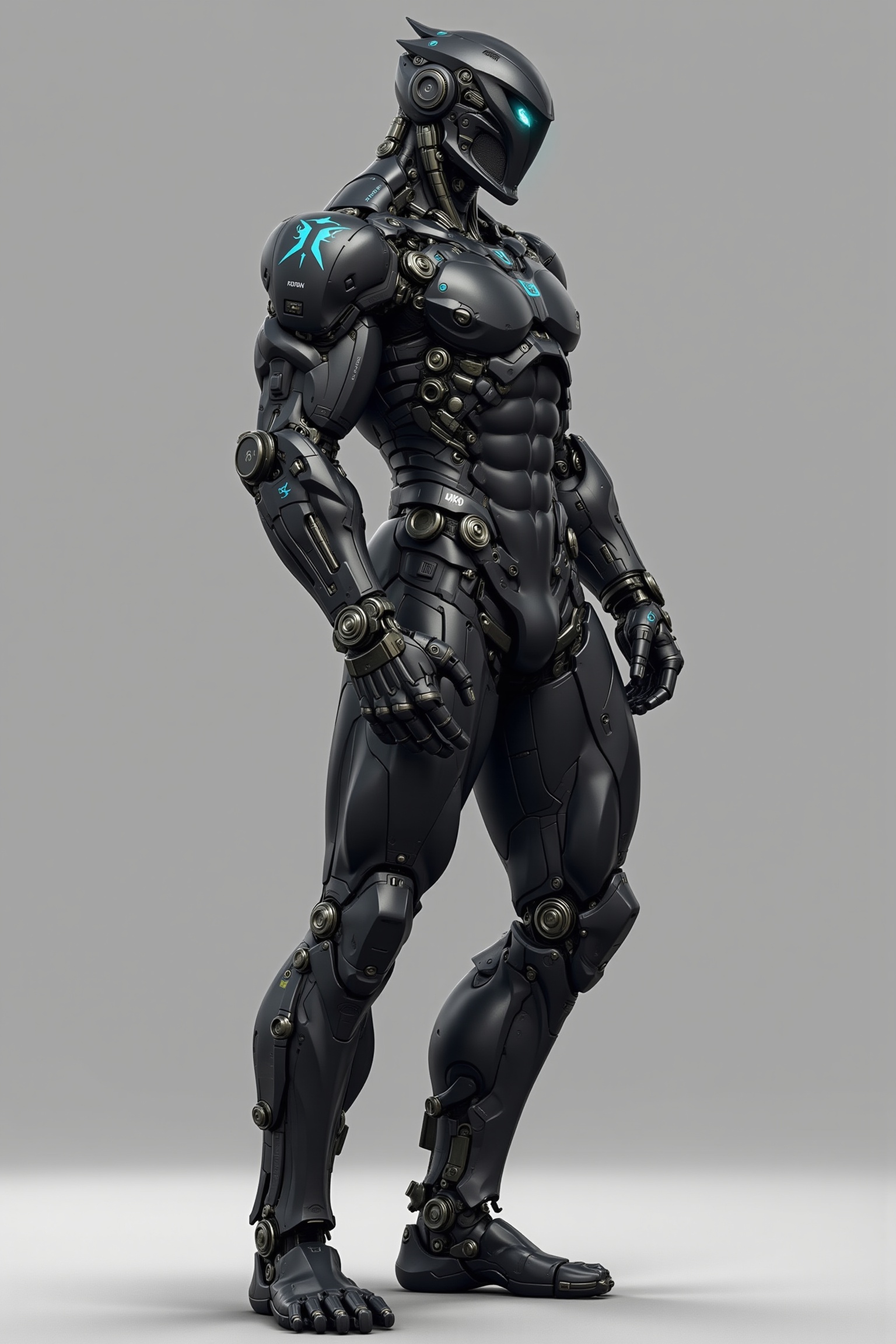 A muscular humanoid cyborg with carbon fiber exoskeleton,  high detail,  full body on Tensor.Art