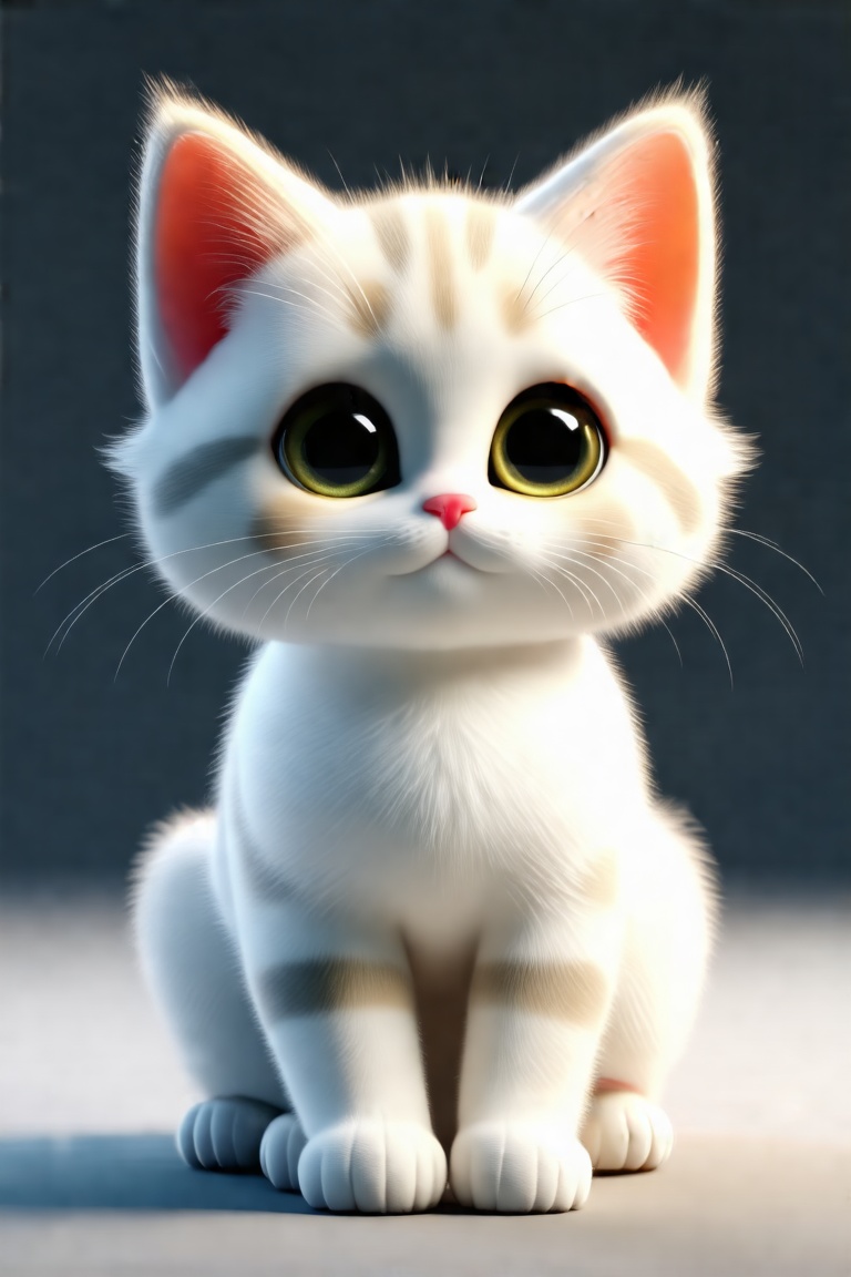 3d render of a cute cat. white cat, depth of field, octane render, high quality