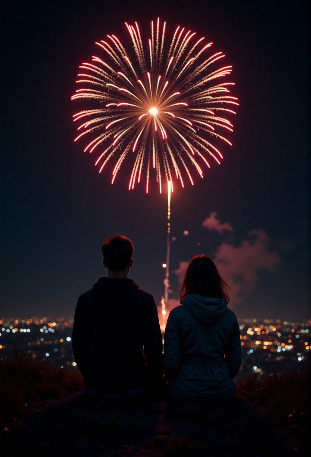Happy Independence Day! (a couple wathcing fireworks exploding in the night sky by Conrad Roset,  Nicola Samori), on Tenso...