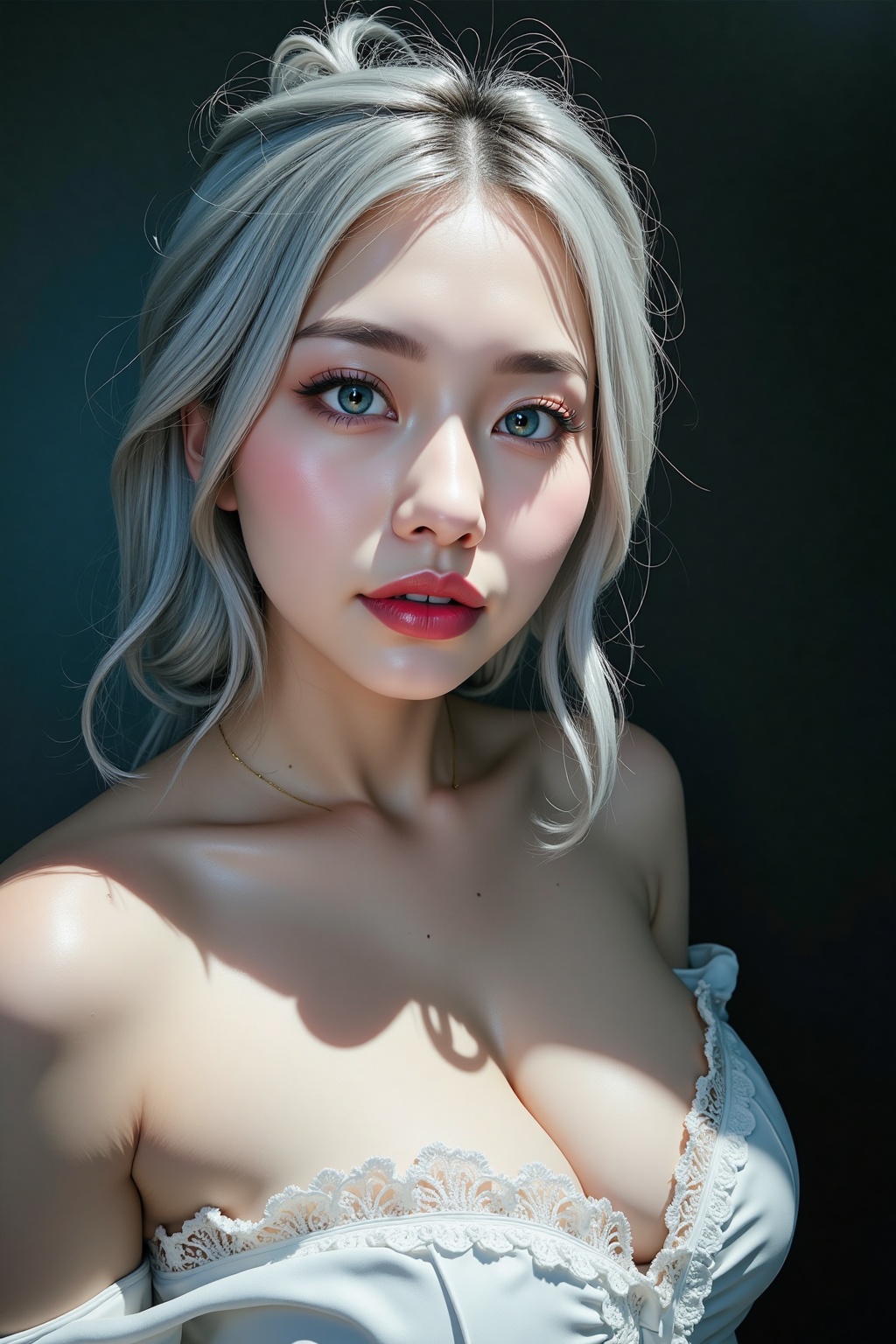 close up,  art by Valentine Penrose,  an attractive chubby woman. she is 19 years old on Tensor.Art