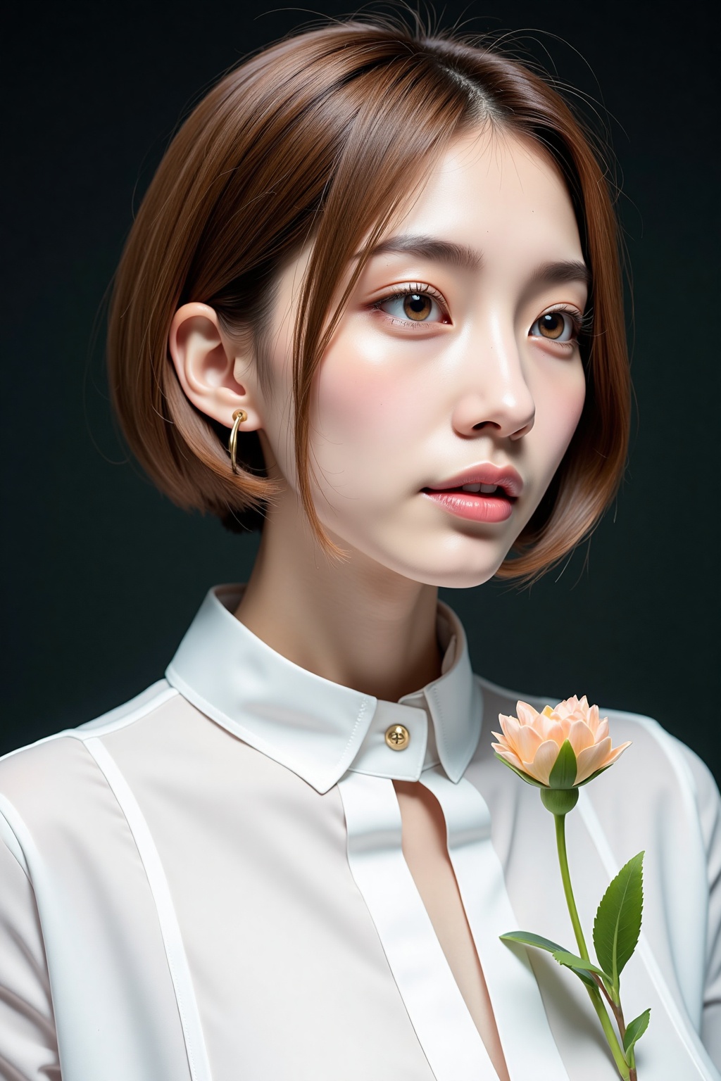 aayy,  portrait of a woman wearing a white shirt,  her head is sliced into a spiraling ribbon on Tensor.Art