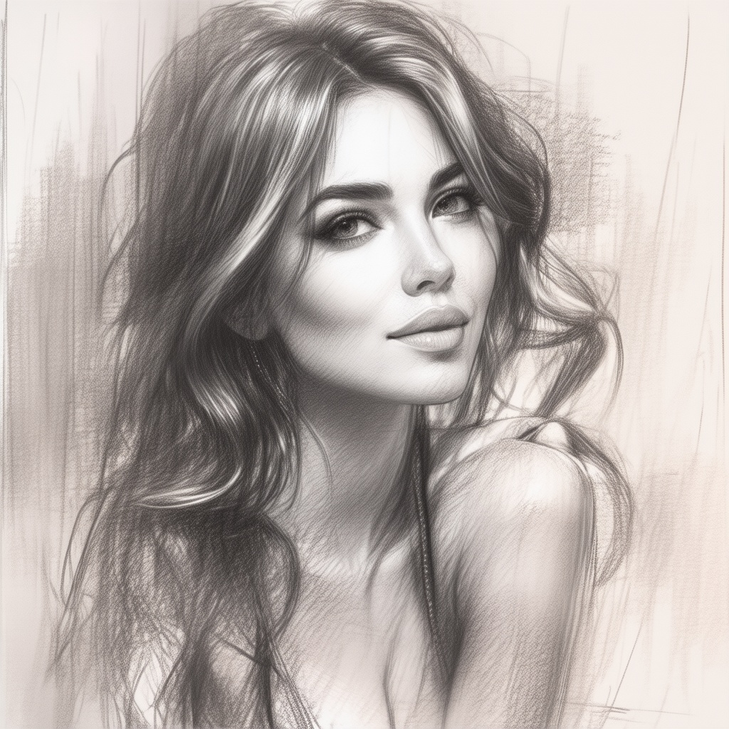 create a sketch of a beautiful female on Tensor.Art