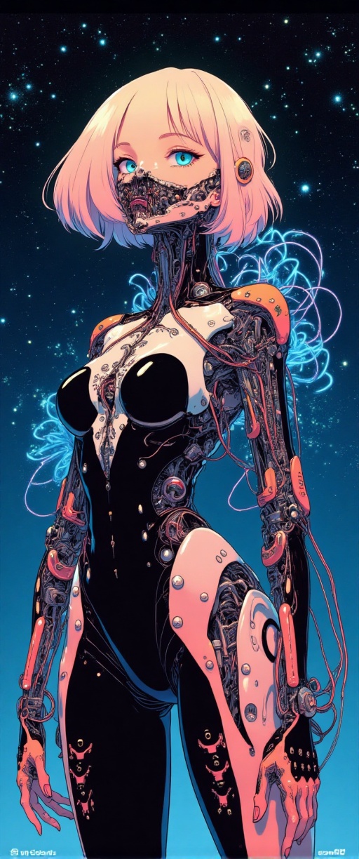 high-quality,  masterpiece,  a Photo of a female android with one side of her face missing on Tensor.Art
