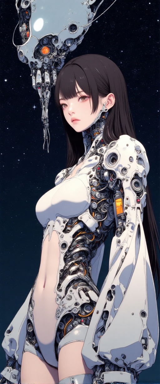 high-quality,  masterpiece,  a Photo of a female android with one side of her face missing on Tensor.Art