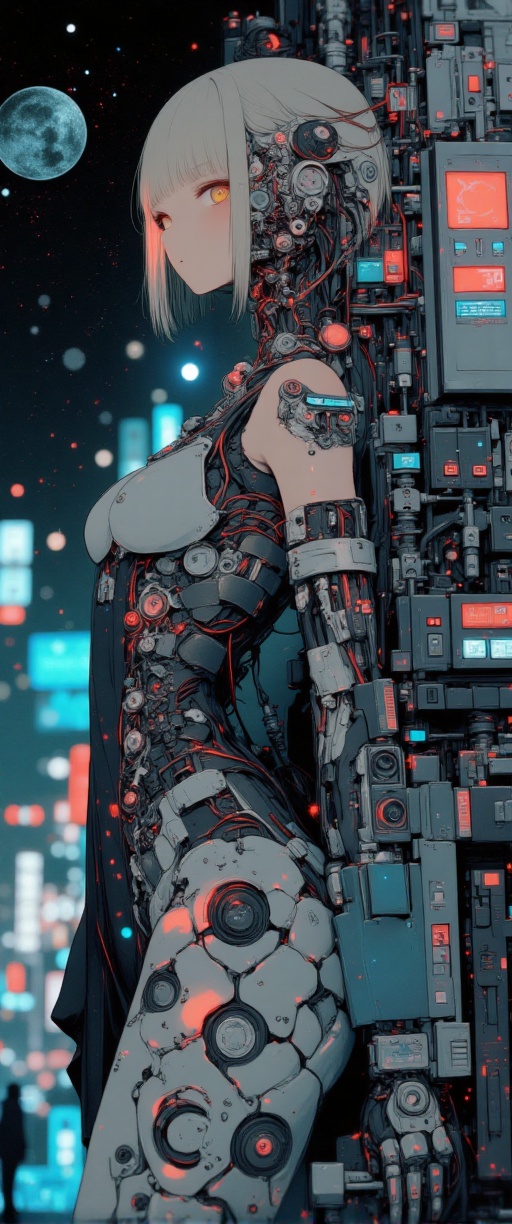 high-quality,  masterpiece,  a Photo of a female android with one side of her face missing on Tensor.Art