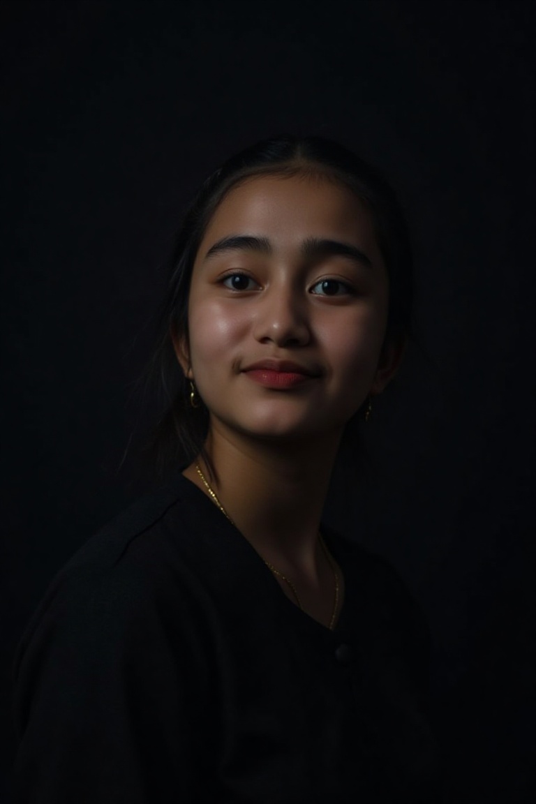 highest quality, epic realistic, ((in the pitch black darkness :1.4)), ((portrait:1.5)),(background: dark ) high contrast ,glorious picture, lowest lux, lighting face, she's comfortable, dark plain shirt, looks incredible, (8k, Raw photo, Highest quality),(epic realistic:1.5), a woman, face,(detailed eyes:0.8),(looking at the camera:1.4), (Highest quality), ( high contrast, deep shadows),Intricate details,cinematic,((skin:1.4)), (long dark hair:1.3), long hair, messy ,(Hdr:1.5),Detailed, colors, Superior quality, ( starry sky: 1.4), Masterpiece, Raw Photo (20-year-old, looking at viewer), beautiful, (wearing dark shirt,), perfect, natural, perfect composition, portrait, perfect face, smiling expression, Captivating eyes, Bright details, Tight lips, (High Skin Detail),, (blue tint: 0.6), (sale: 0.8), (bloody: 0.7), Key lighting , (backlight: 0.5), Medium depth of field, Canon 5d, 50mm lens, f/4 apertures, (Ultra-detailed, Complex detail), sharp focus, soft colors, 8k, Absurd, 80mm, dark background, photography, smiling, pinay, filipina, medium tits, rumsyah,A young asian woman