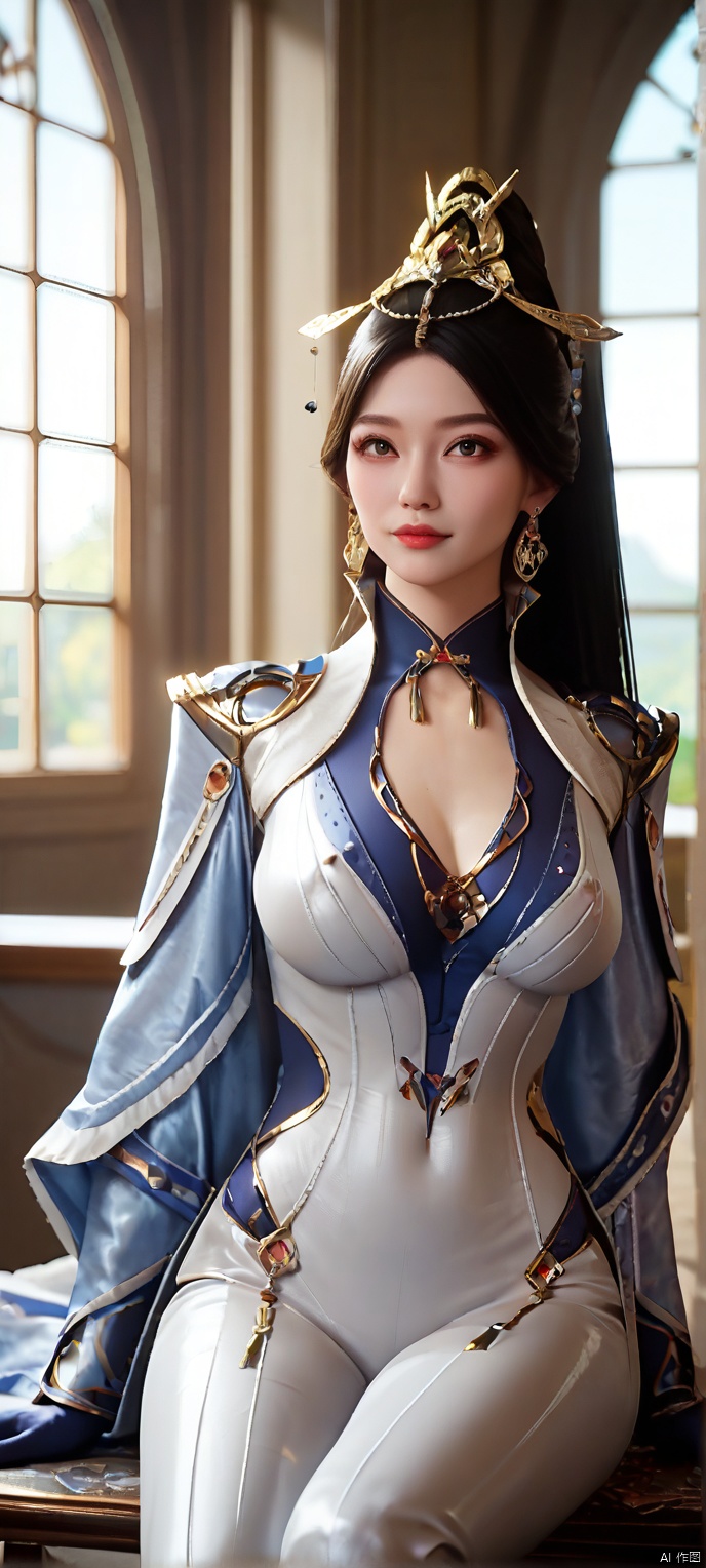 score_9_up,score_8_up,score_7_up, (high definition, Best quality, masterpiece, 4K, exquisite skin), 1girl, solo, breasts,sitting