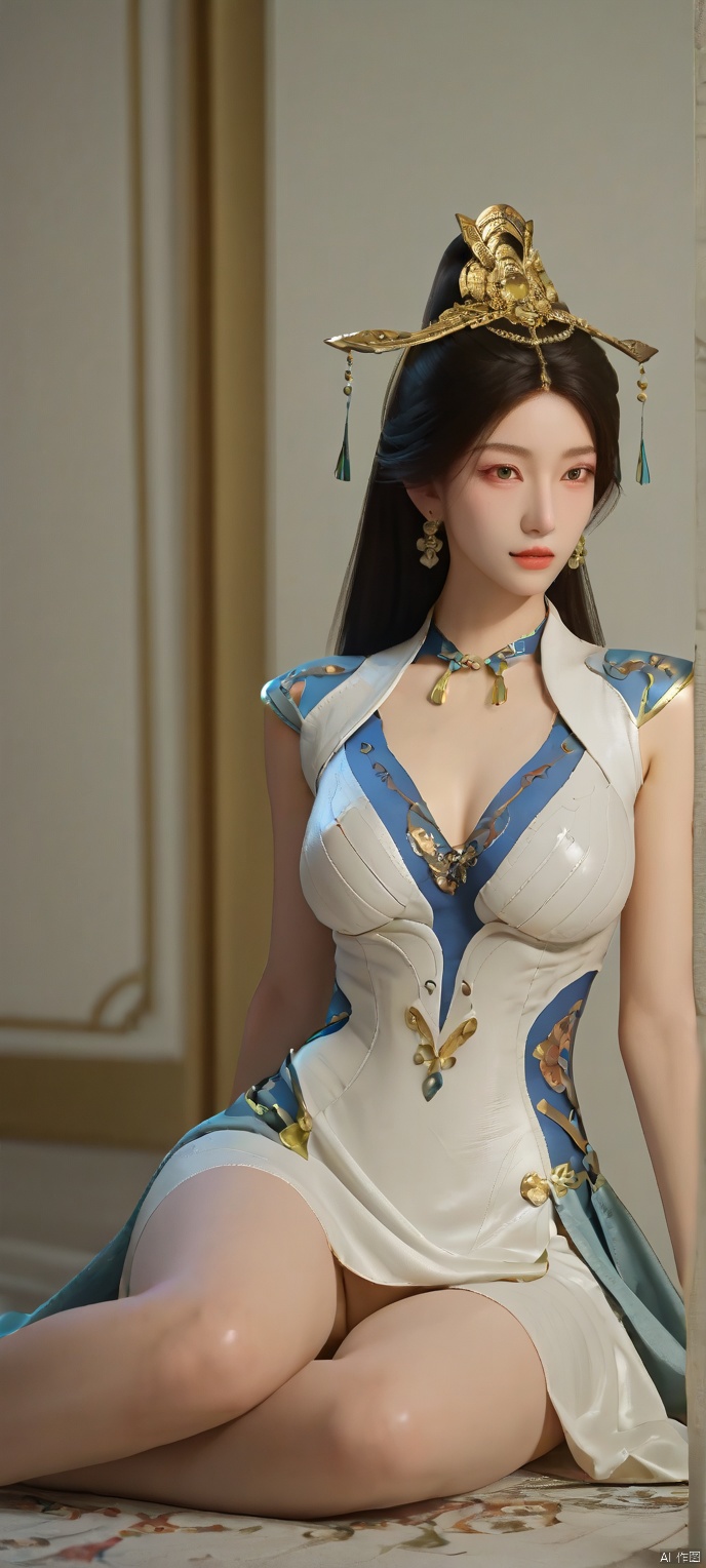 score_9_up,score_8_up,score_7_up, (high definition, Best quality, masterpiece, 4K, exquisite skin), 1girl, solo, breasts,sitting