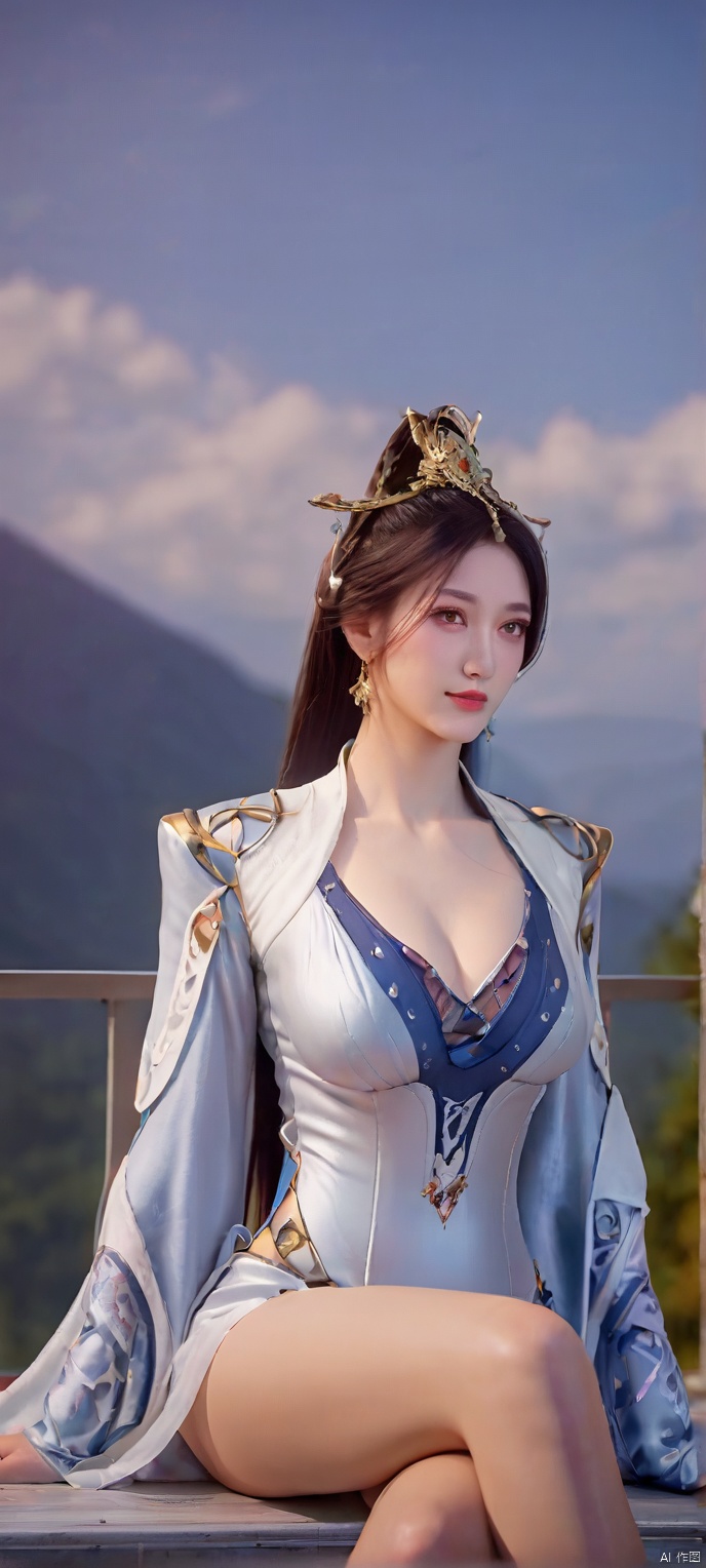 score_9_up,score_8_up,score_7_up, (high definition, Best quality, masterpiece, 4K, exquisite skin), 1girl, solo, breasts,sitting