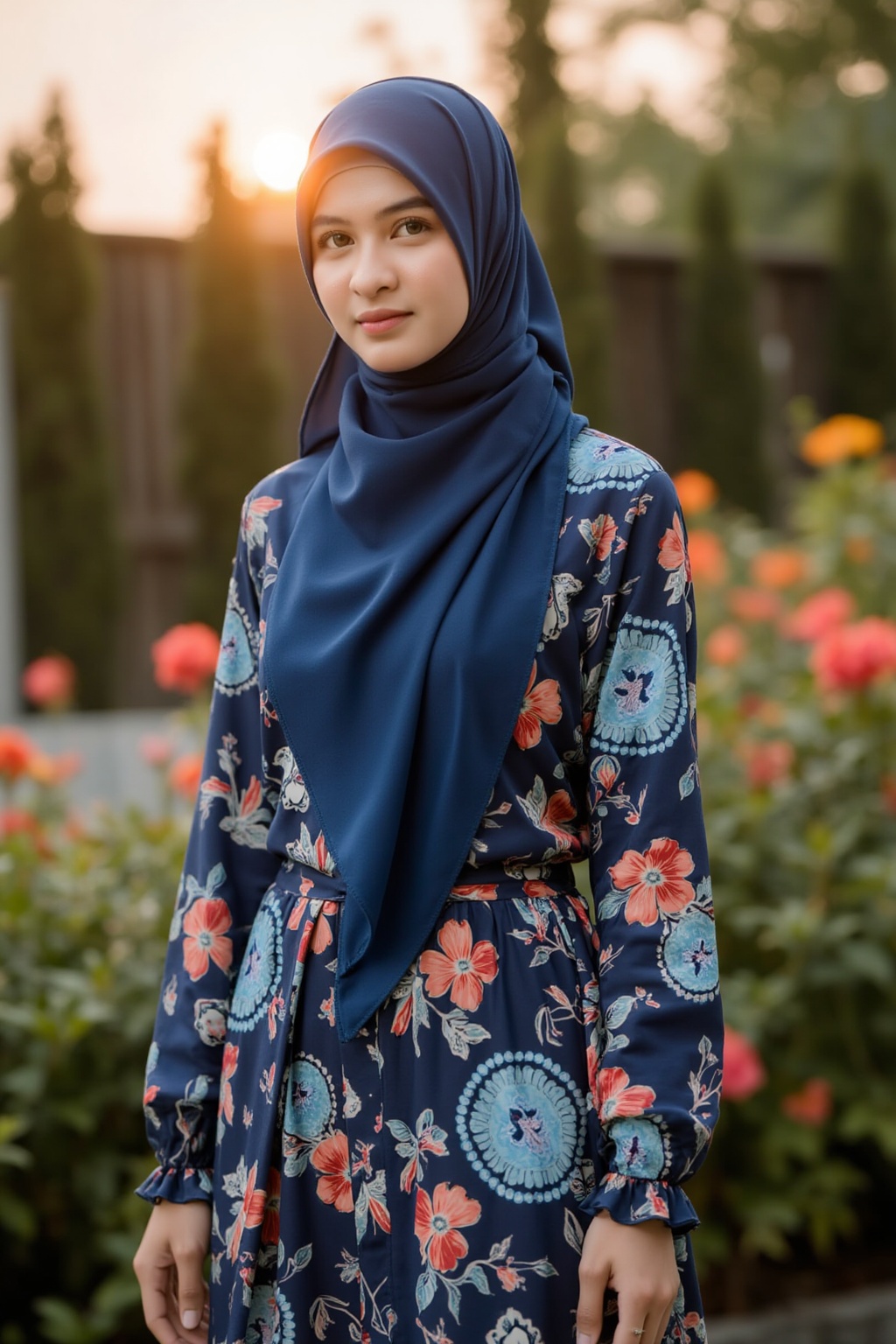 best fashion photography,  SalsabilaKholiq wearing blue hijab,  modern fashion on Tensor.Art