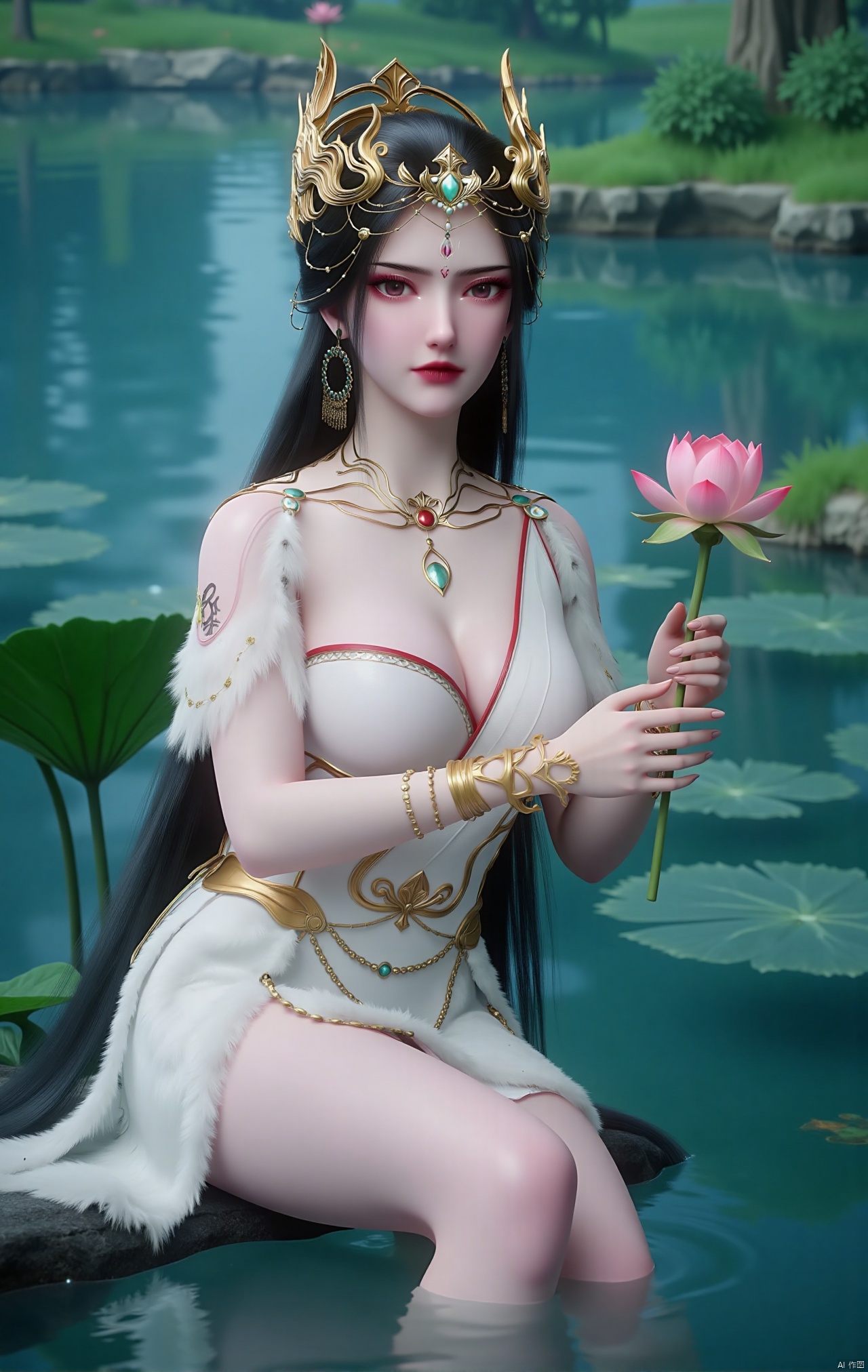  masterpiece,1girl,black hair,(Sitting by the lotus pond in the garden:1.3),(short dress:1.39),black eyes,beautiful face,short sleeves,holding flower,looking at viewer,(huge breasts:2.79),(full breasts:1.99),Xzhaoliner,Xyaoxi,Xsulingyun,XyunluoX,Xhenrendadi,Xlannuo,Xlongnv,Xruoshui,XyunluoH,Xyuzimo,Xliuyue,Xlimuwanx,Xhongdie,Xyanqingcheng,Xqinghe,XyunxiX
