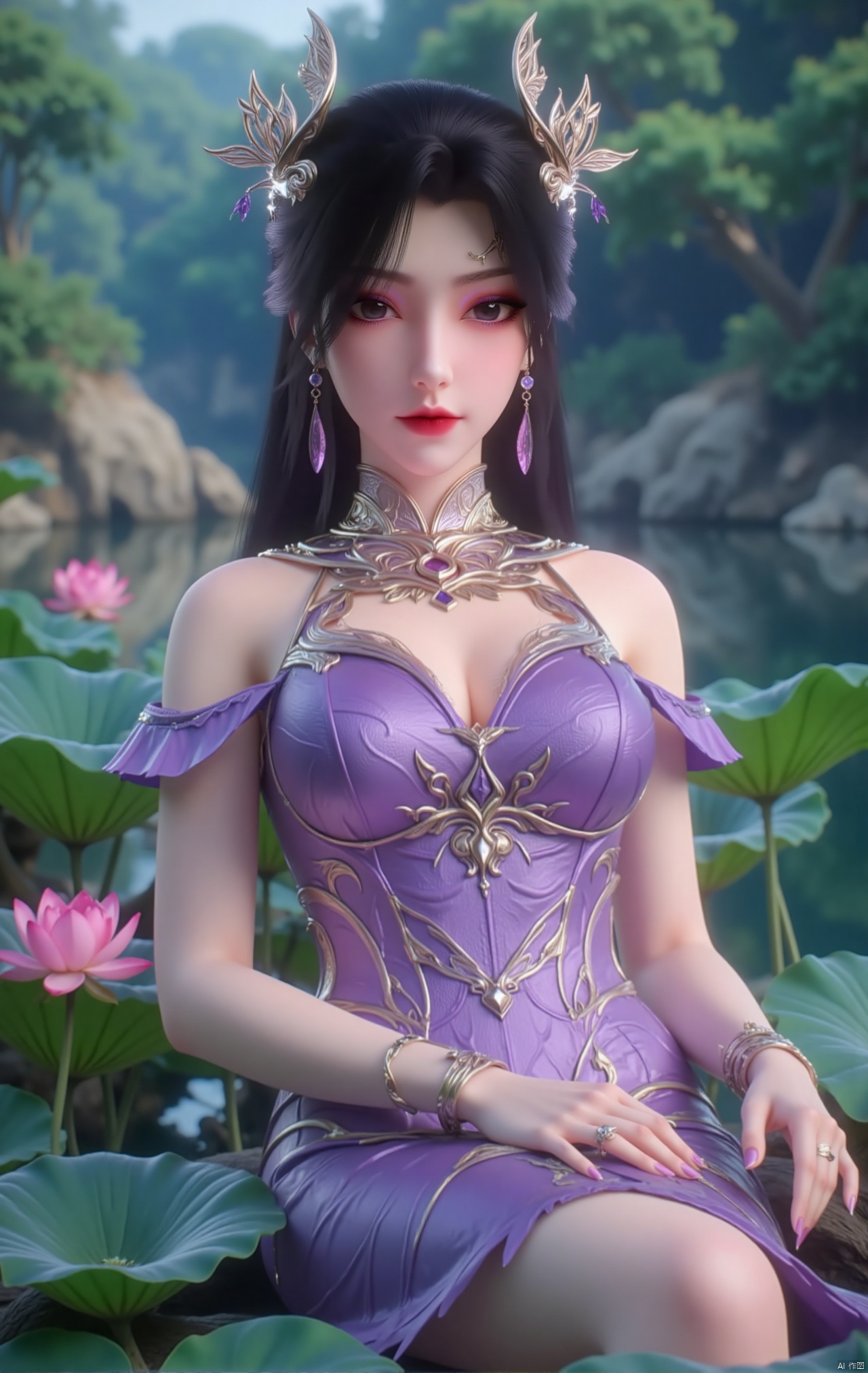  masterpiece,1girl,black hair,(Sitting by the lotus pond in the garden:1.3),(short dress:1.39),black eyes,beautiful face,short sleeves,holding flower,looking at viewer,(huge breasts:2.79),(full breasts:1.99),Xzhaoliner,Xyaoxi,Xsulingyun,XyunluoX,Xhenrendadi,Xlannuo,Xlongnv,Xruoshui,XyunluoH,Xyuzimo,Xliuyue,Xlimuwanx,Xhongdie,Xyanqingcheng,Xqinghe,XyunxiX