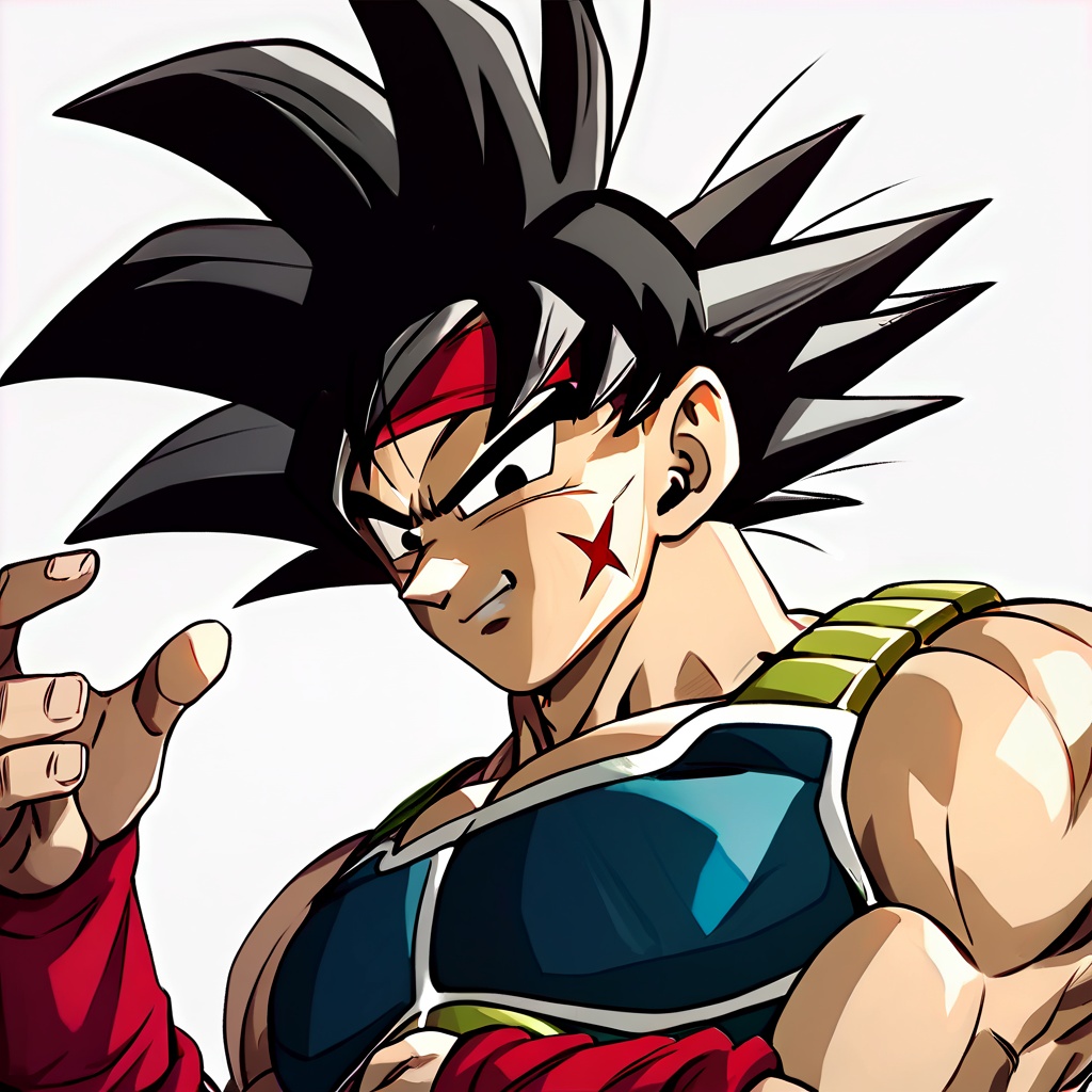 Bardock,  Red scarf on forehead,  red wristbands on Tensor.Art