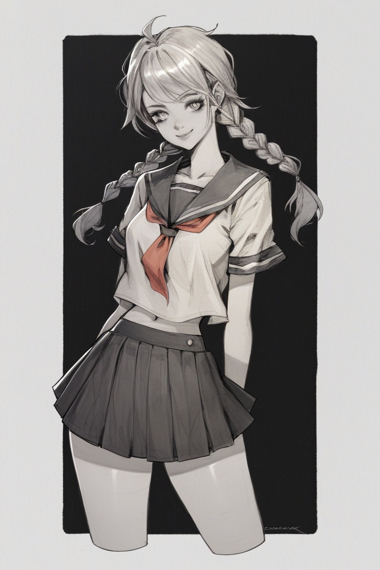 anime_pencil_sketch,  1girl,  solo on Tensor.Art