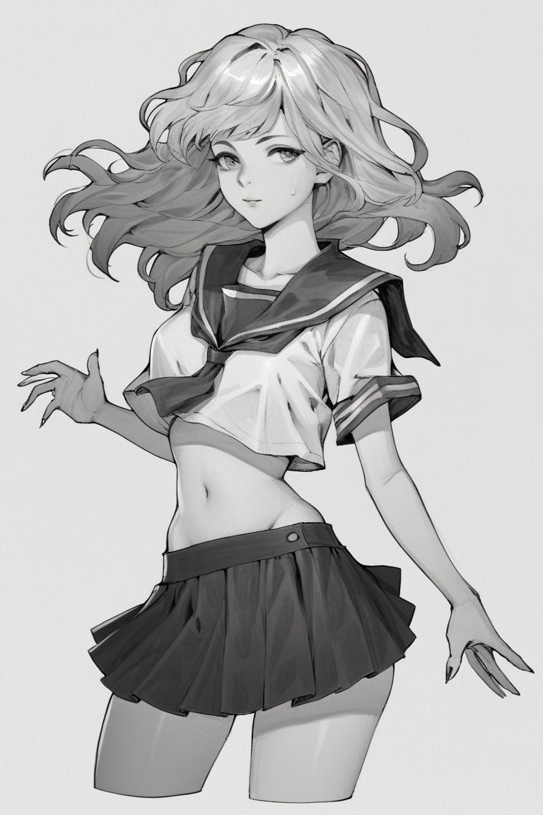 anime_pencil_sketch,  1girl,  solo on Tensor.Art