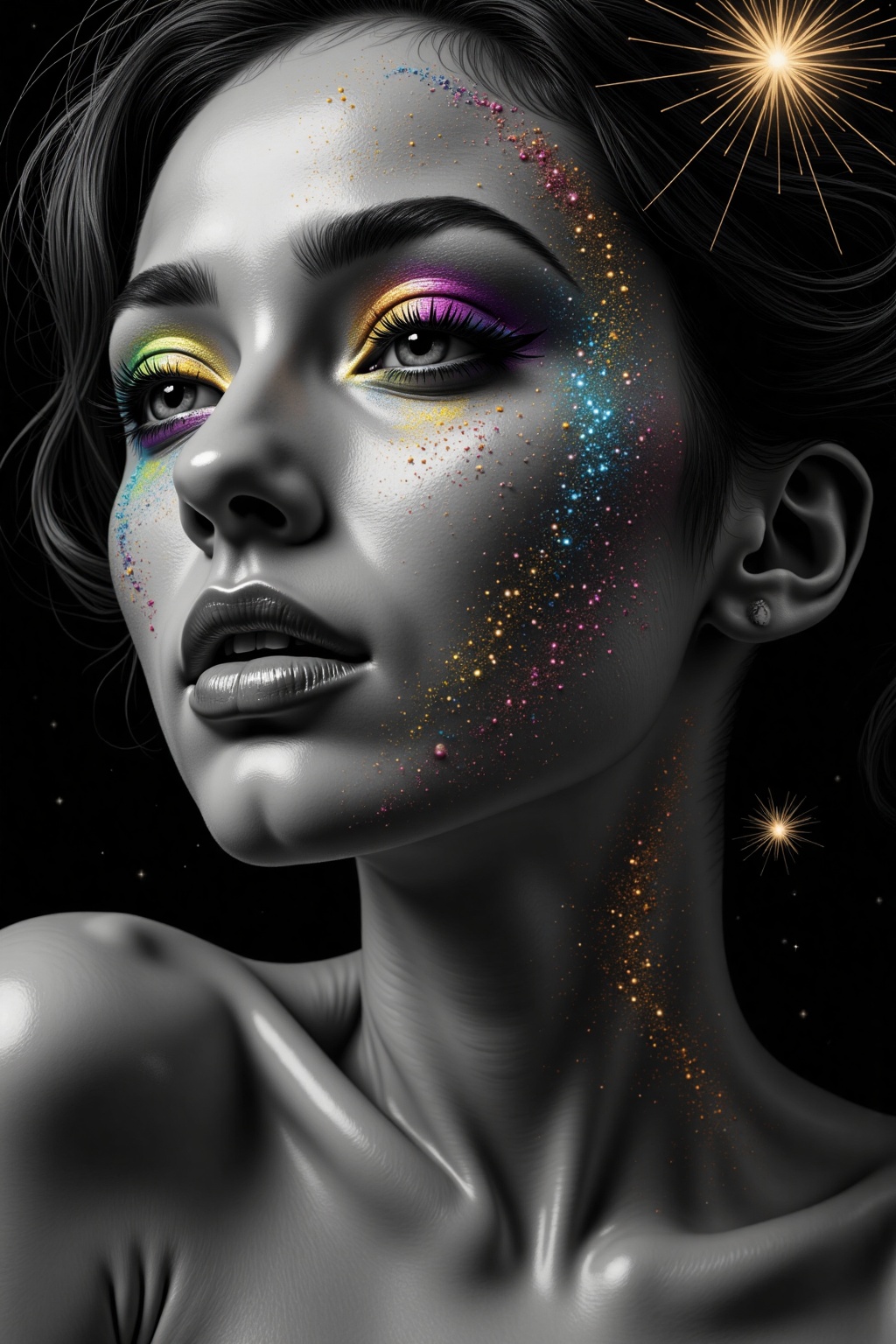 woman,  face,  sparkling on Tensor.Art