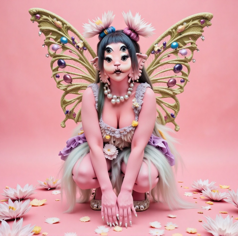 1girl,  4 blue eyes,  pink skin on Tensor.Art