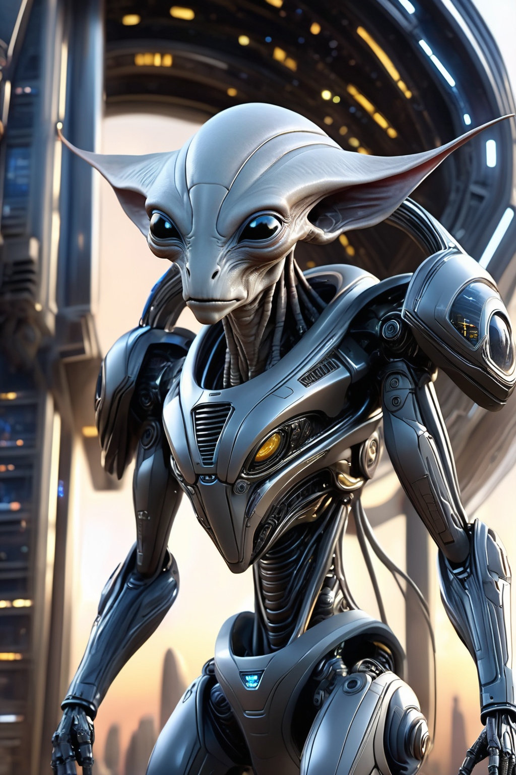 A cinematic shot of a (((1alien_droid1.9))),  ufo,  sci-fi on Tensor.Art