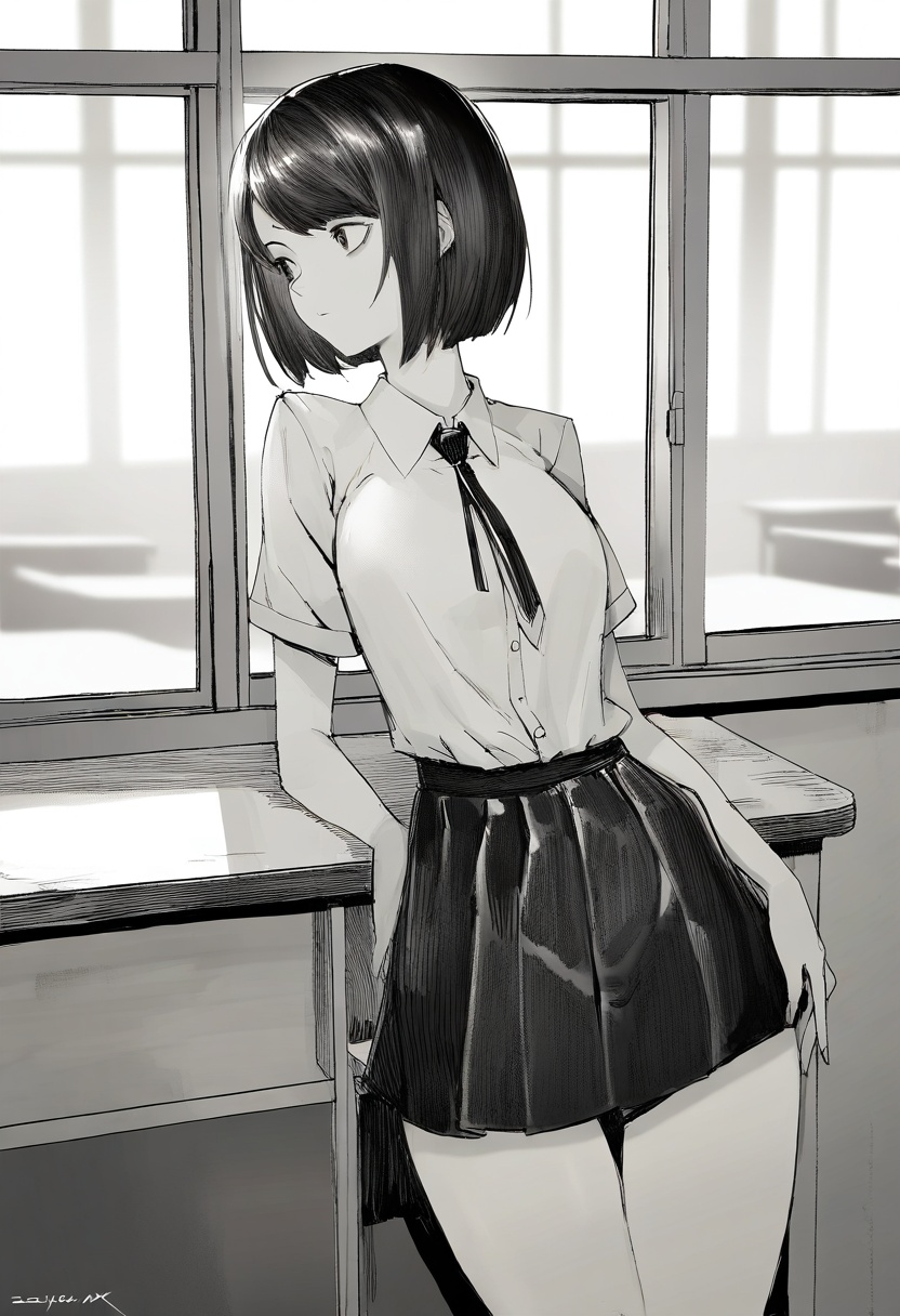 anime_pencil_sketch,  1girl,  solo on Tensor.Art
