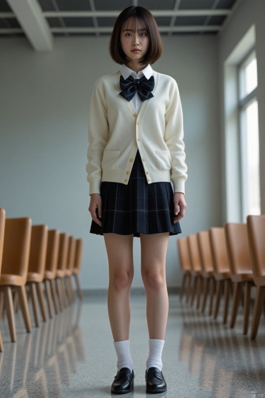 (global illumination, reality,ray tracing, HDR, unreal rendering, reasonable design, high detail, masterpiece,best quality, ultra high definition, movie lighting),
1girl, school uniform, student