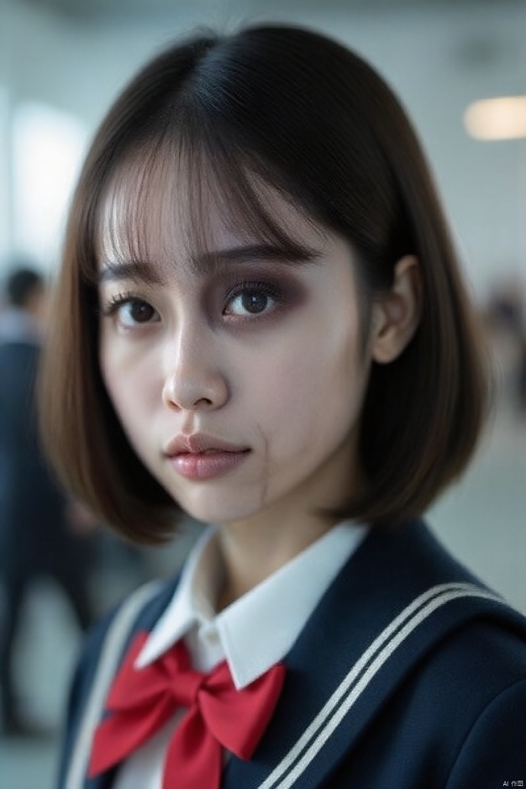 (global illumination, reality,ray tracing, HDR, unreal rendering, reasonable design, high detail, masterpiece,best quality, ultra high definition, movie lighting),
1girl, school uniform, student