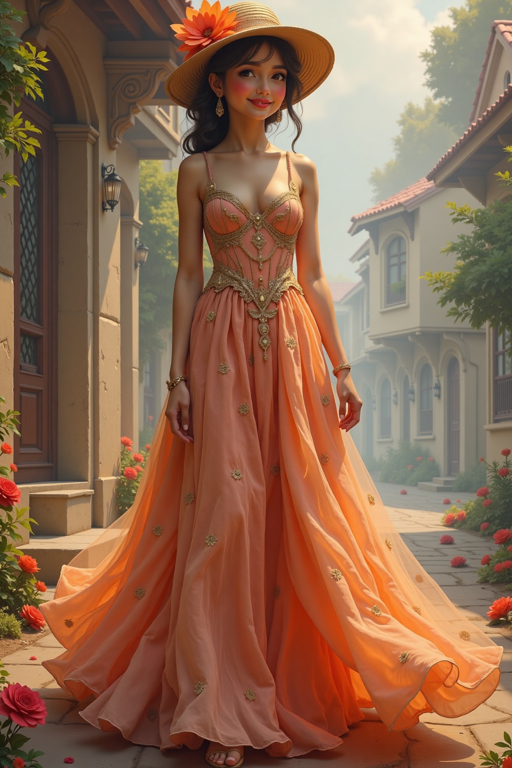 Cute girl wearing long party dress on Tensor.Art