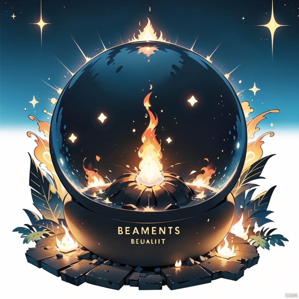 (best quality:1.4), album cover, dot effect, ice element and fire element, star\(sky\), no humans,