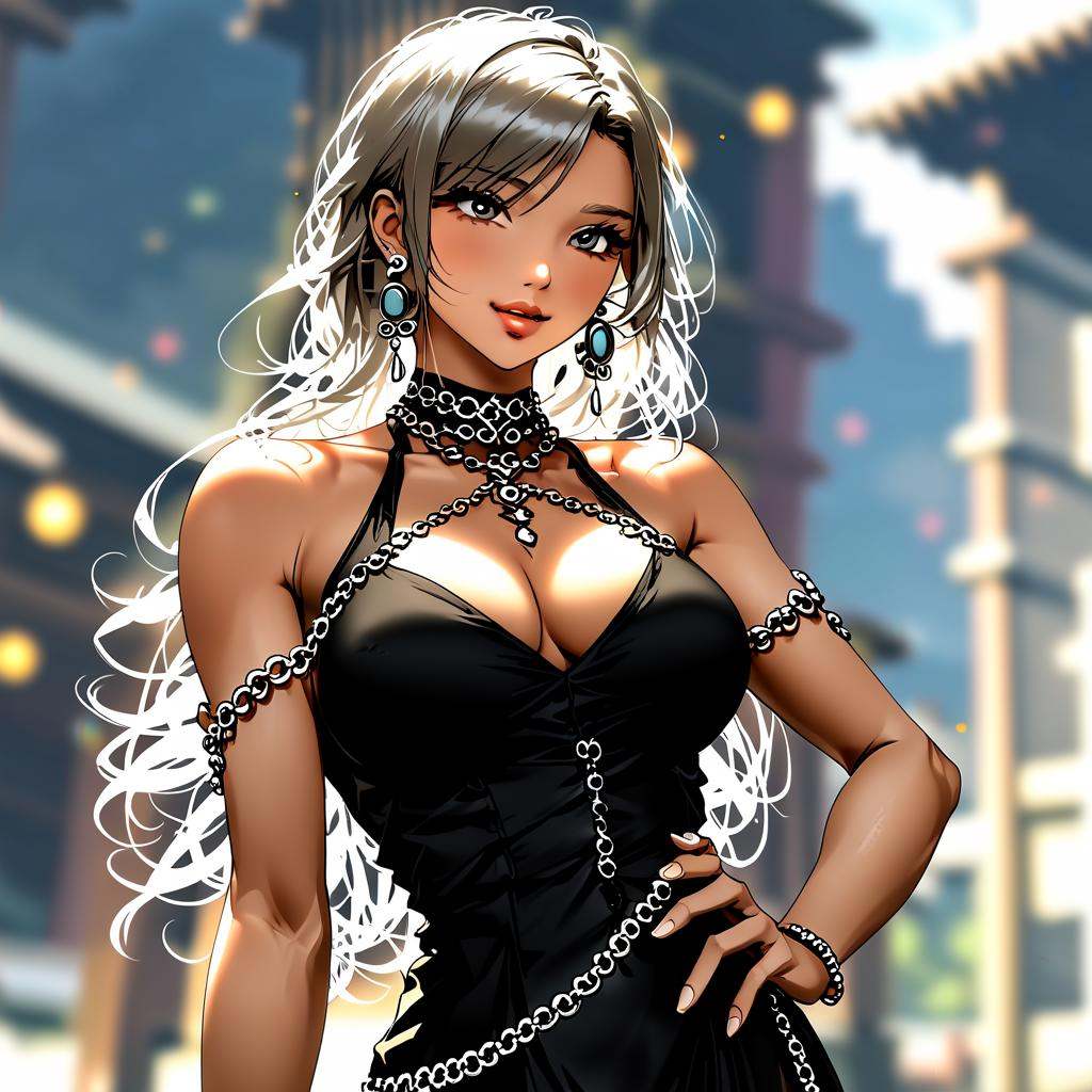 looking at viewer,  blurry background,  breasts on Tensor.Art