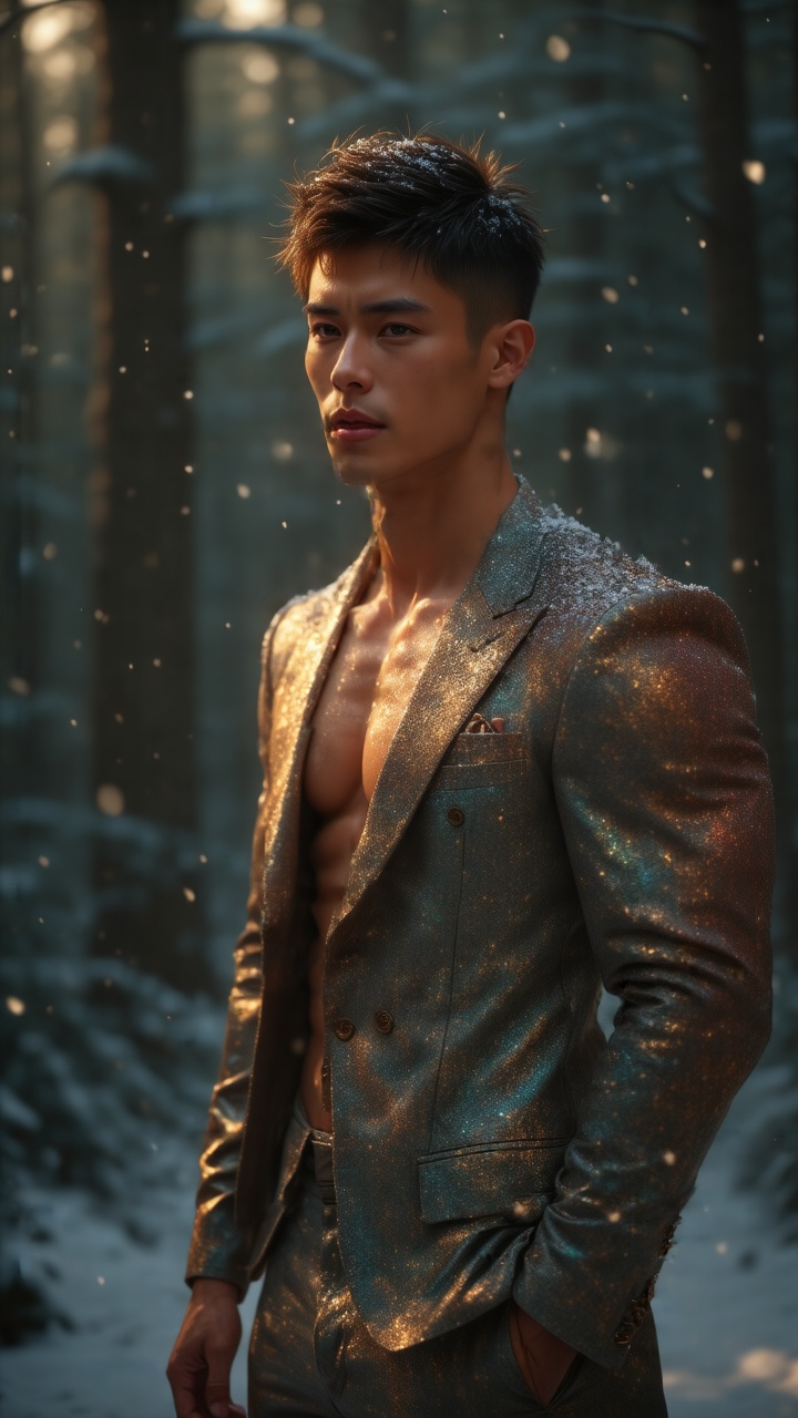 1 male,  handsome,  large pectorals on Tensor.Art