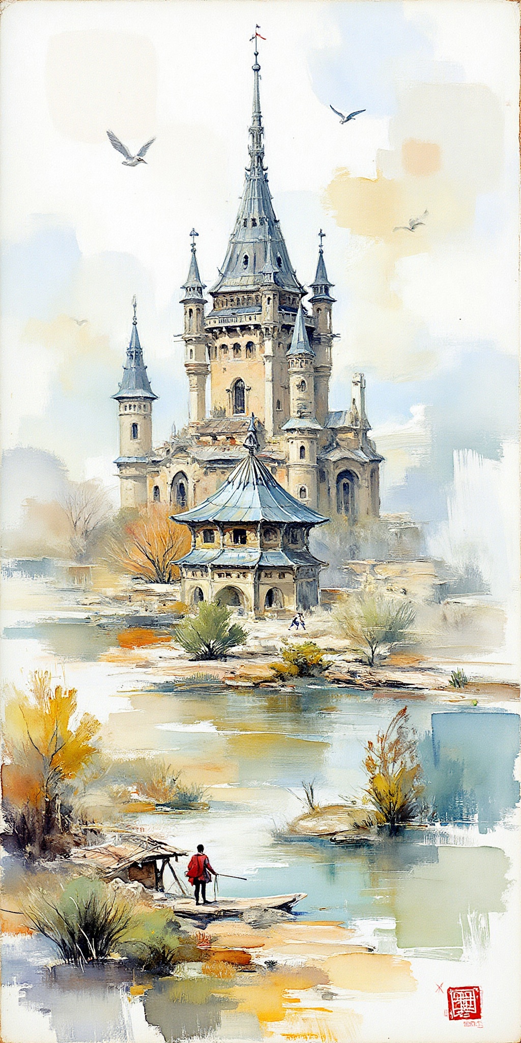 sprawing landscape,  sci-fi city,  fine art illustration on Tensor.Art