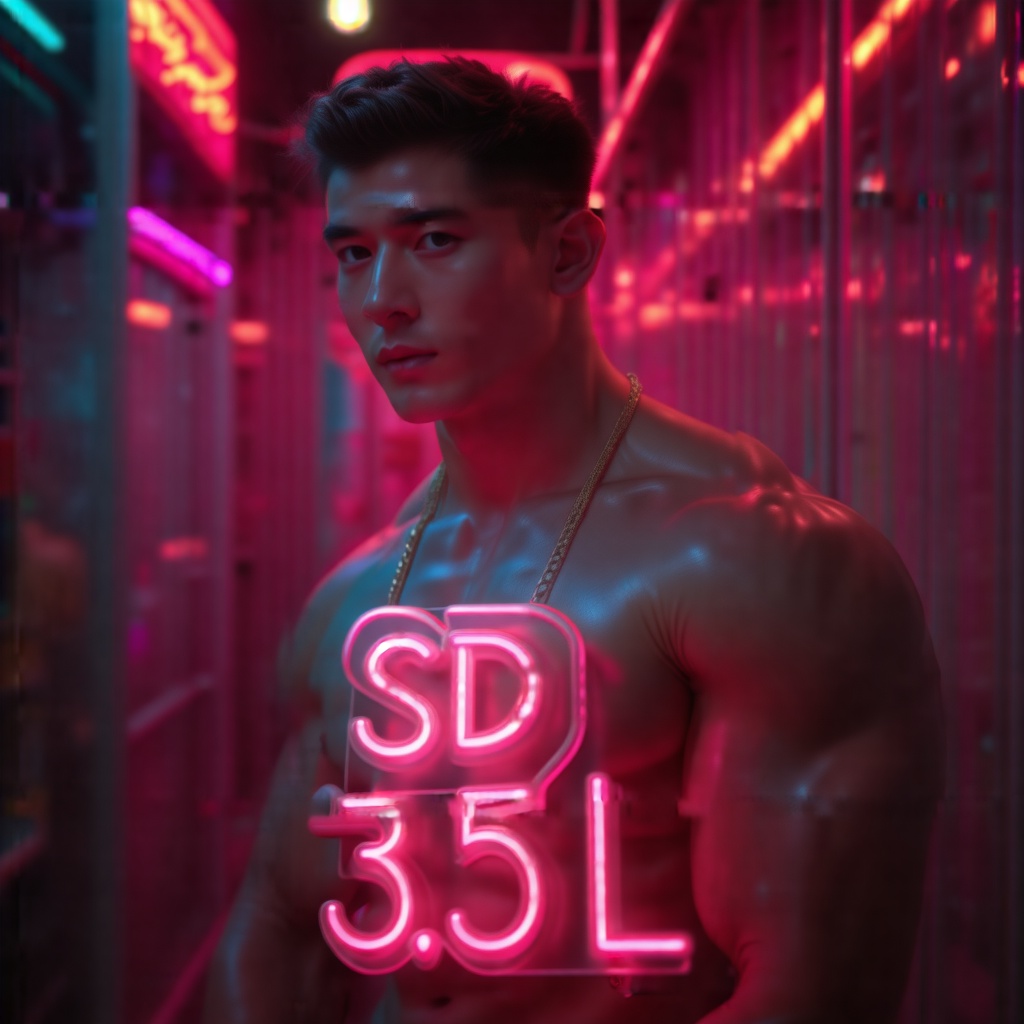 Photorealistic 8k RAW photo of a full-body muscular man with a handsome face and tan skin,  sporting short black hair and...