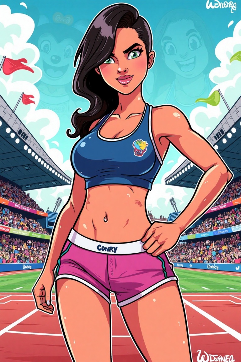 wdw,  vector_art,  doodle A dynamic vector art doodle of a woman in a sporty on Tensor.Art