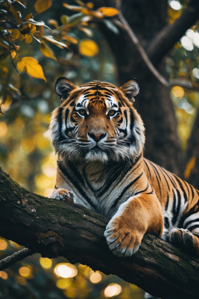 TREE branch in closeup,  tiger sleeping,  Fujifilm on Tensor.Art