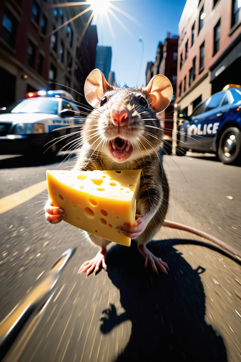 rat holding cheese is to the viewer,  , on Tensor.Art