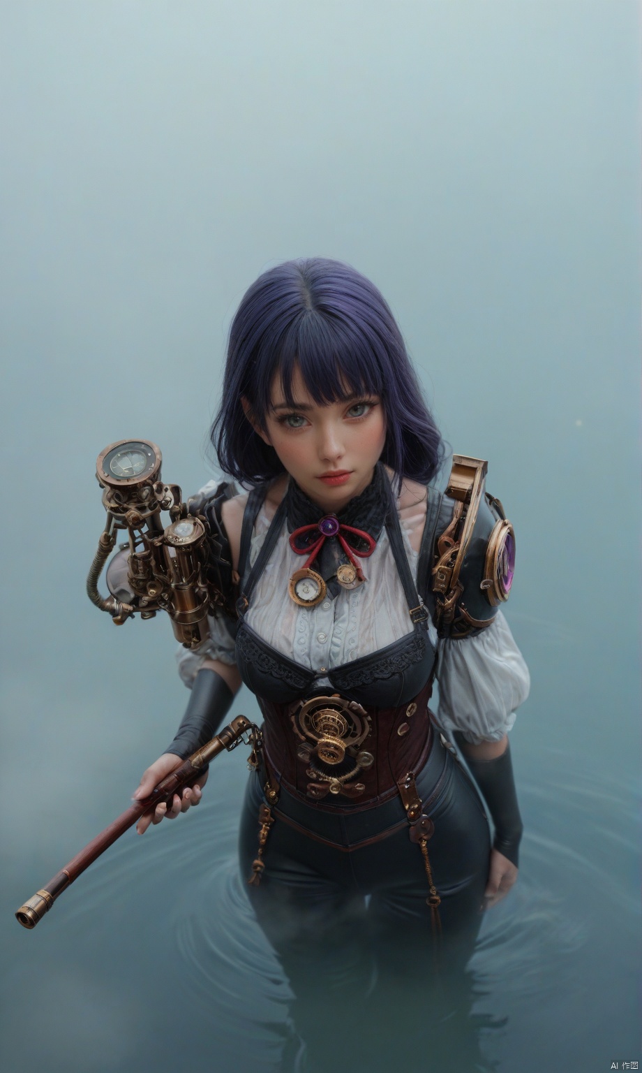 score_9,score_8_up,score_7_up,
raiden shogun,steampunk,girl wearing sci-fi clothes with weird metal parts all over her clothes,the background is a complex city full of pipe gears,water vapor,fog,from_above,breasts_focus,