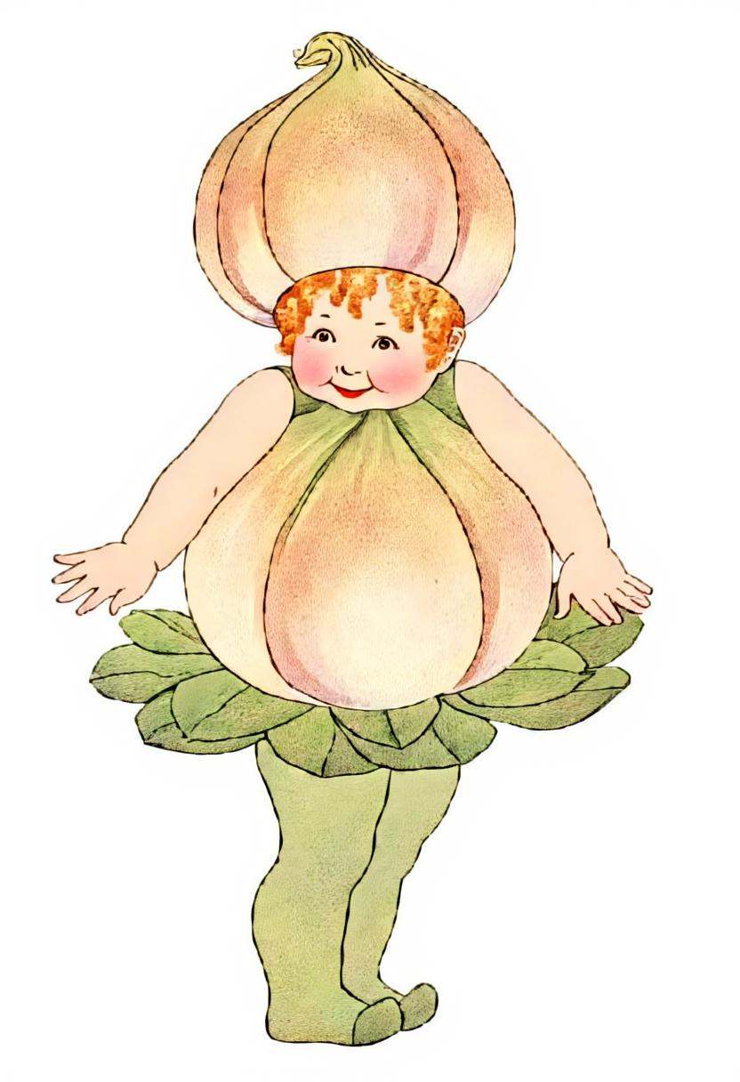 illustration of a child dressed as a turnip,  earthkids style on Tensor.Art