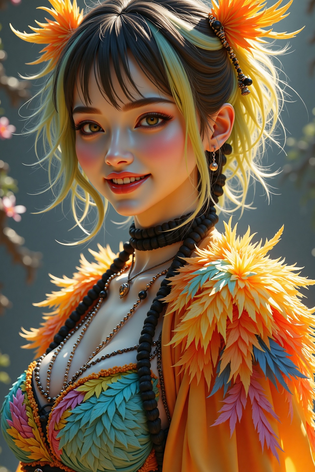 、realistic femele、looking at the viewers、(shoulder length wavy hair,  swept bangs,  Long sideburns on Tensor.Art