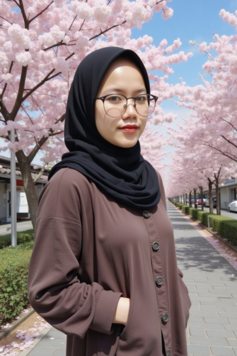 High detail,  A beautiful girl standing japanese streets,  hijab on Tensor.Art