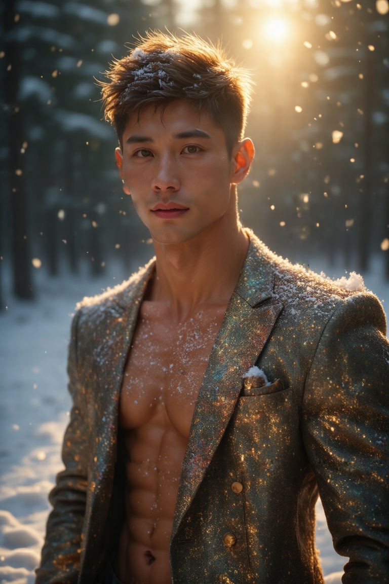 1 male,  handsome,  large pectorals on Tensor.Art