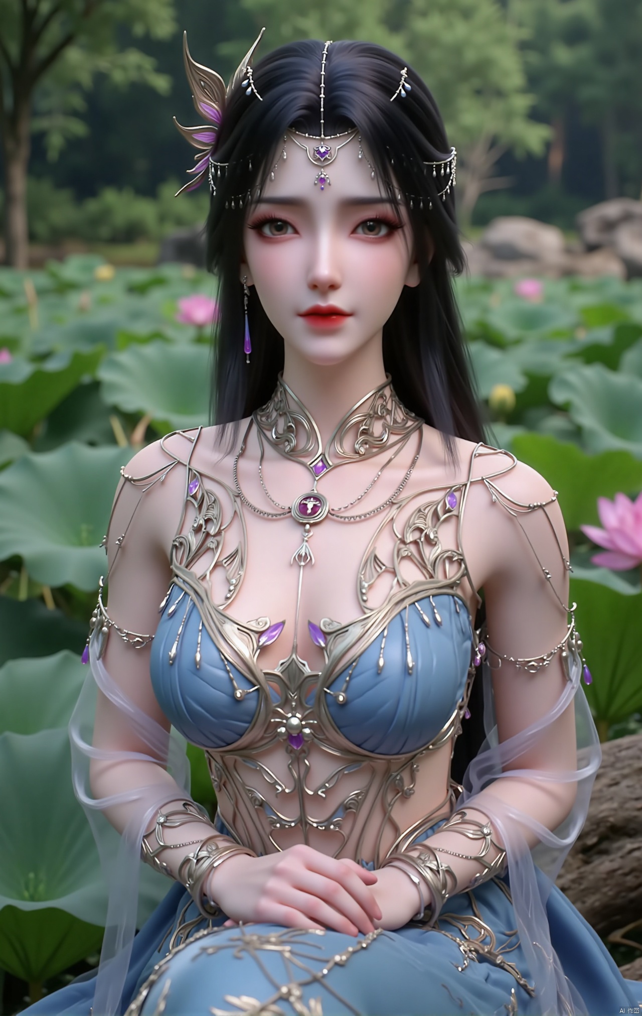  masterpiece,1girl,black hair,(Sitting by the lotus pond in the garden:1.3),(hanfu dress:1.3),black eyes,beautiful face,short sleeves,holding flower,looking at viewer,(huge breasts:2.79),(full breasts:1.99),Xzhaoliner,Xyaoxi,Xsulingyun,XyunluoX,Xhenrendadi,Xlannuo,Xlongnv,Xruoshui,XyunluoH,Xyuzimo,Xliuyue,Xlimuwanx,Xhongdie,Xyanqingcheng,Xqinghe,XyunxiX,XshengcaierX,Xdacishuwang,Xzhukeer,Xqinghanfu,Xyupopo