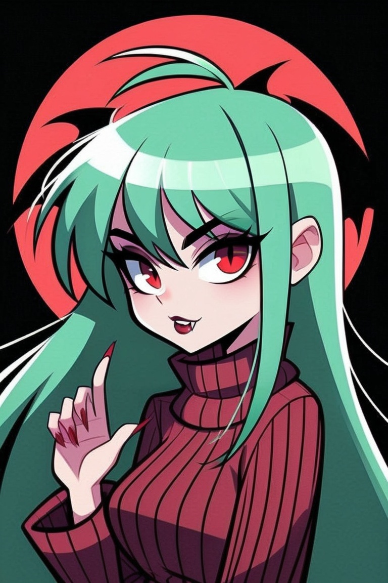 1girl,  red eyes,  turtleneck sweater on Tensor.Art