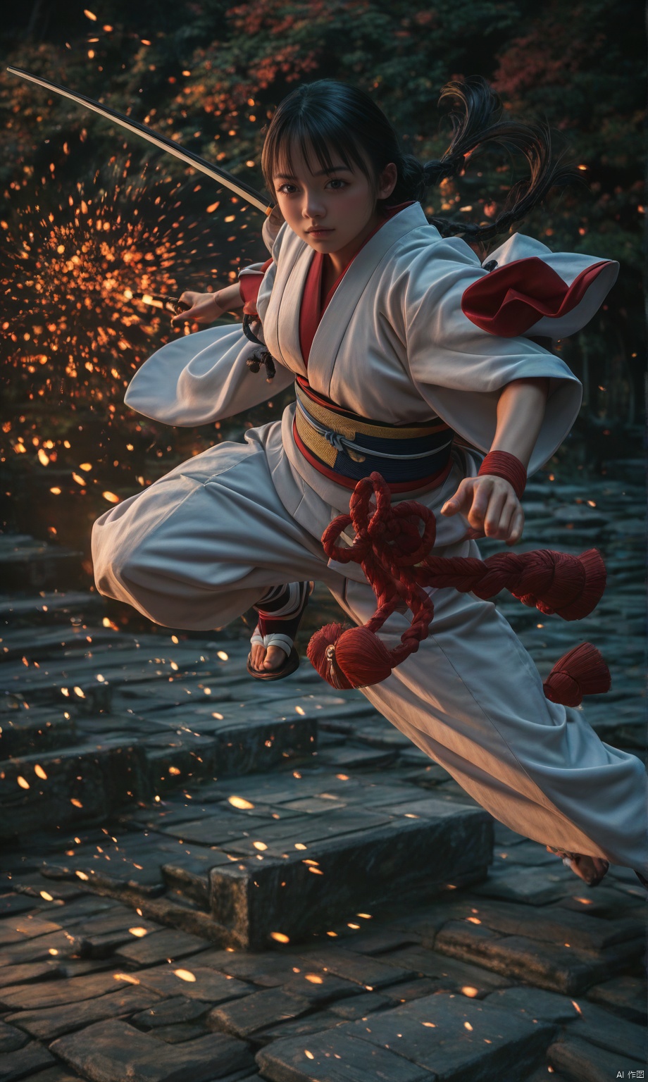 score_9_up, score_8_up, score_7_up, 1girl, Japanese (female samurai:1.5) in filigree samurai armor, Japanese luxury castle background, action pose, cinematic lighting, 4k, vantablack,   c0l0urc0r3, cute, bright colours,  real life photo,    zy_animation,  